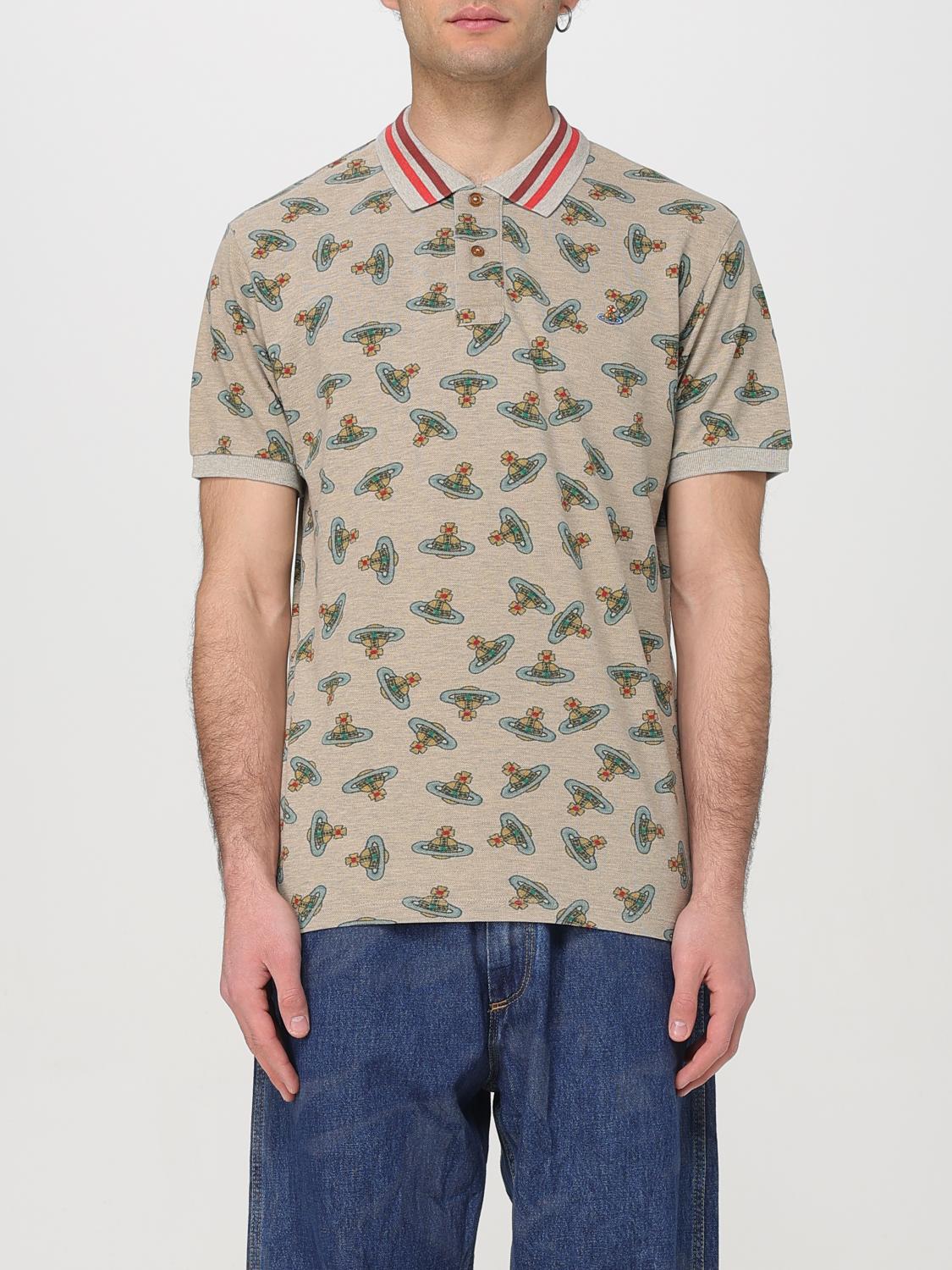 Vivienne Westwood Orb Logo Print Polo Shirt In Sand