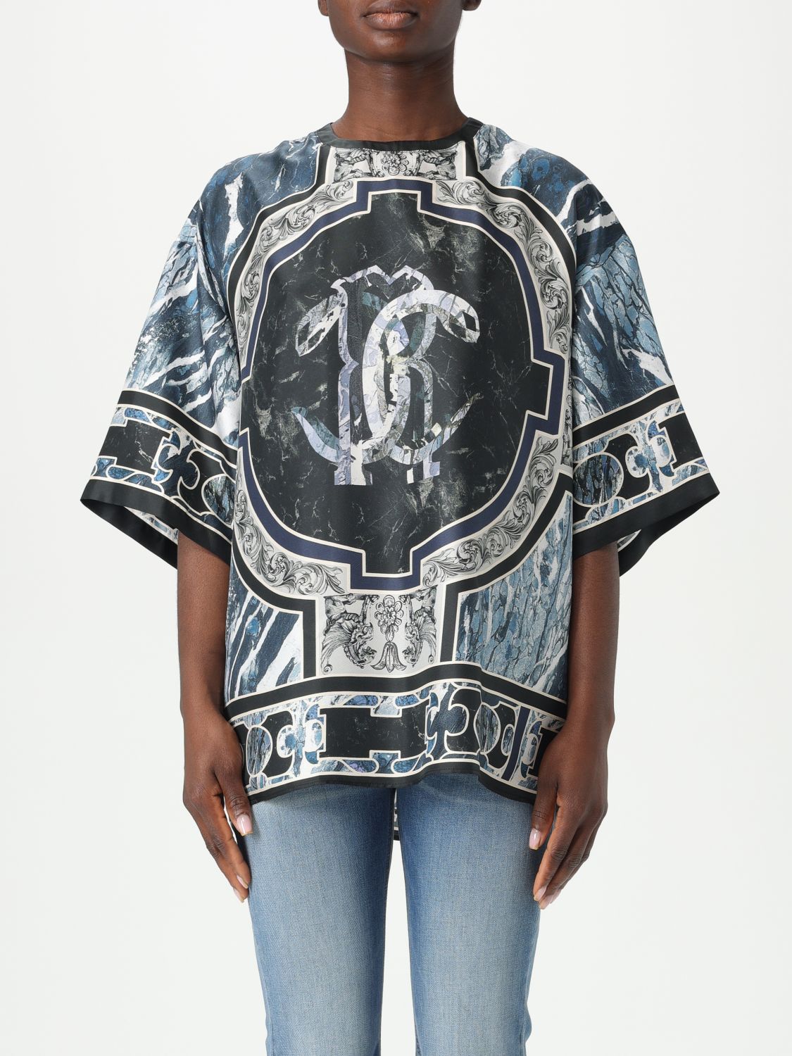ROBERTO CAVALLI T-SHIRT ROBERTO CAVALLI WOMAN COLOR BLUE G49504009