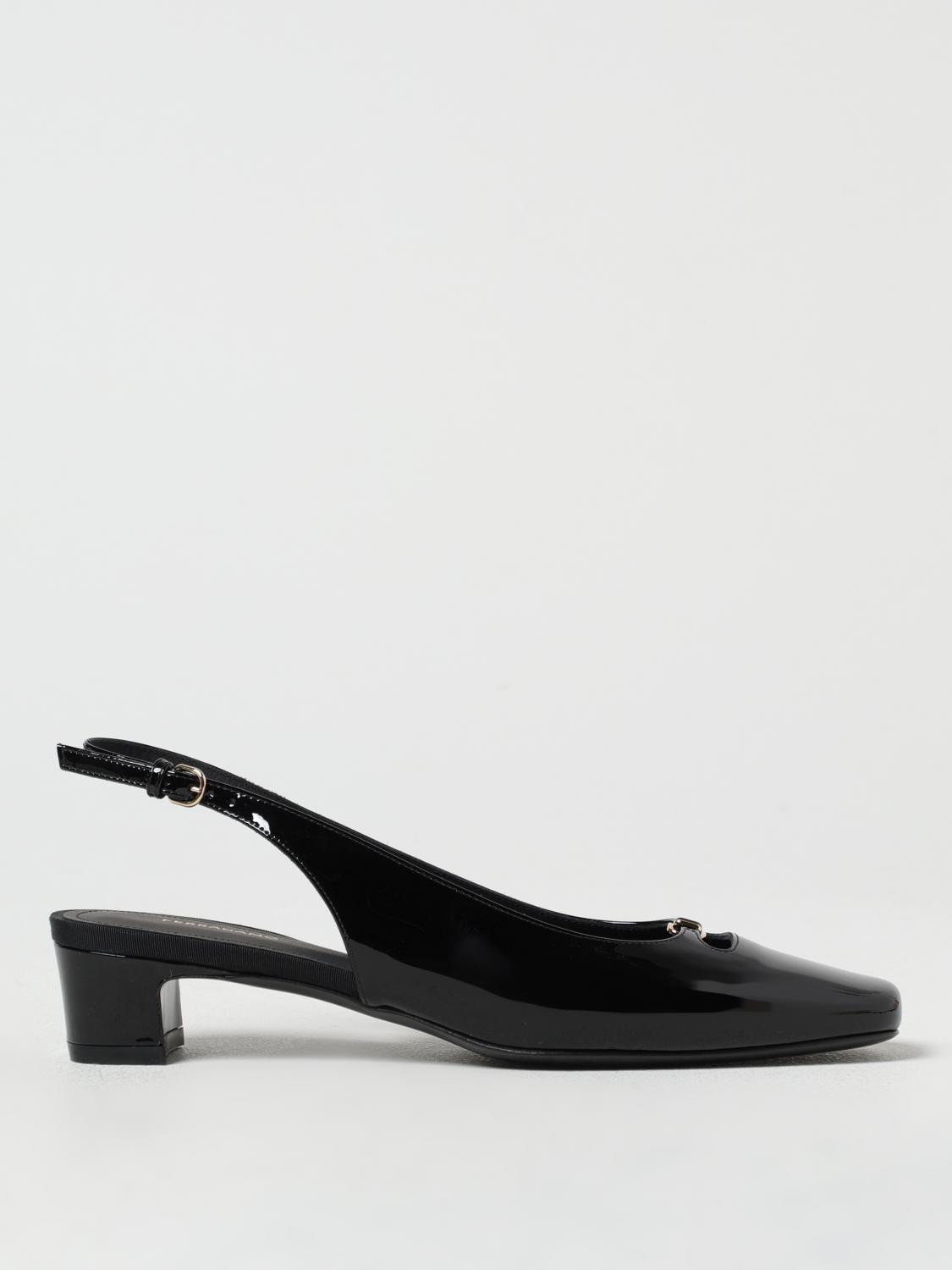 Ferragamo Square Toe Patent Finish Pumps In Black