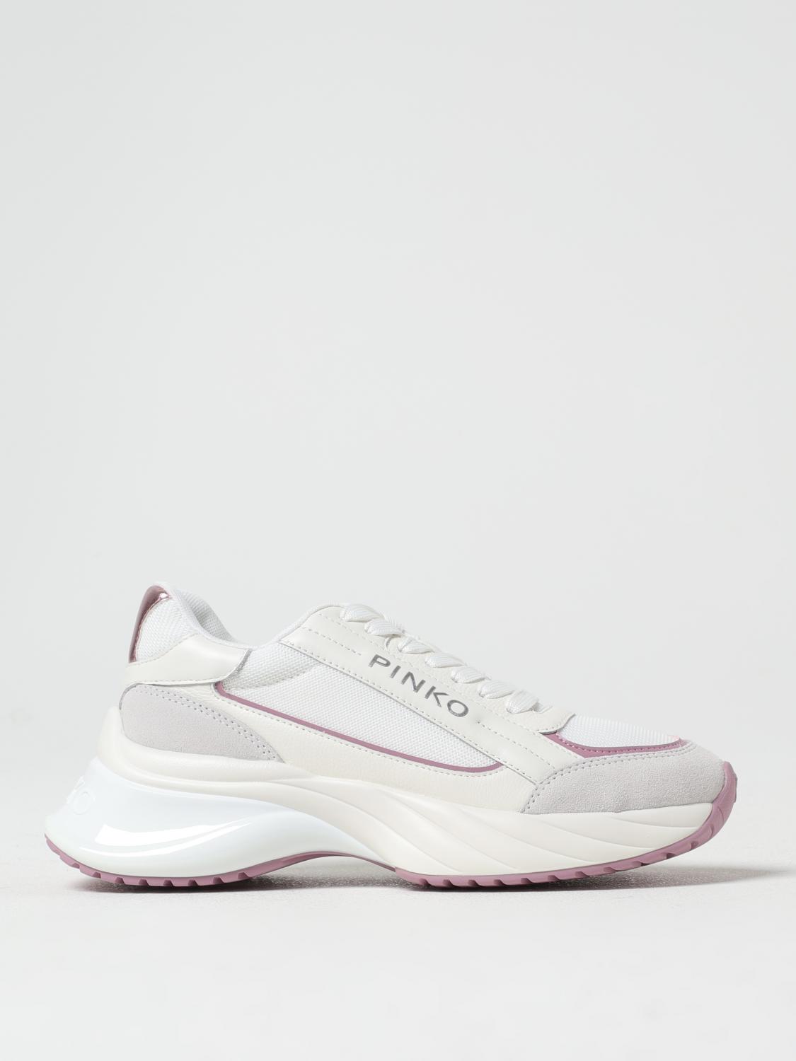 Pinko Ariel Leather And Suede Low-top Sneakers In White