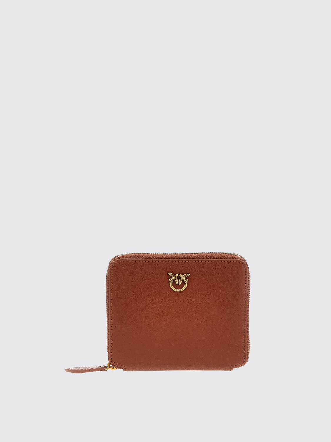 Pinko Brown Wallet With Love Birds Logo On The Front In Leather Woman In Brown