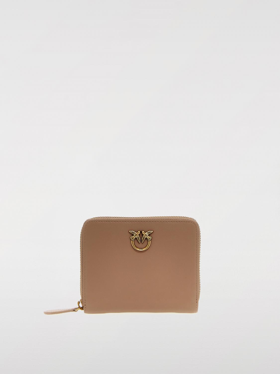 Pinko Logo Plaque Zip-around Wallet In Sand