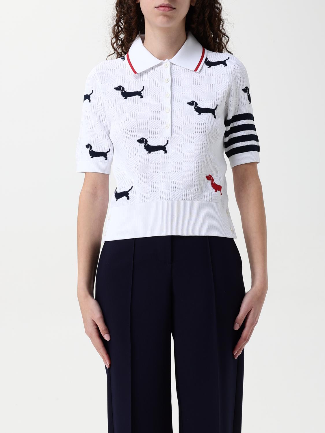 THOM BROWNE POLO SHIRT THOM BROWNE WOMAN COLOR WHITE G49559001