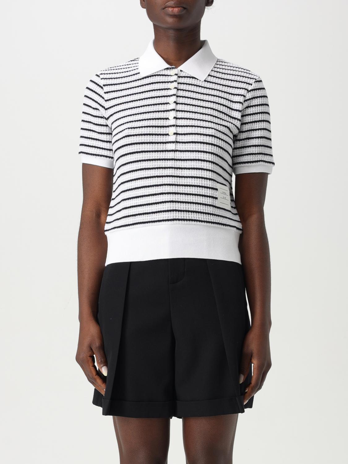 Thom Browne Striped Textured-knit Polo Shirt In Blue