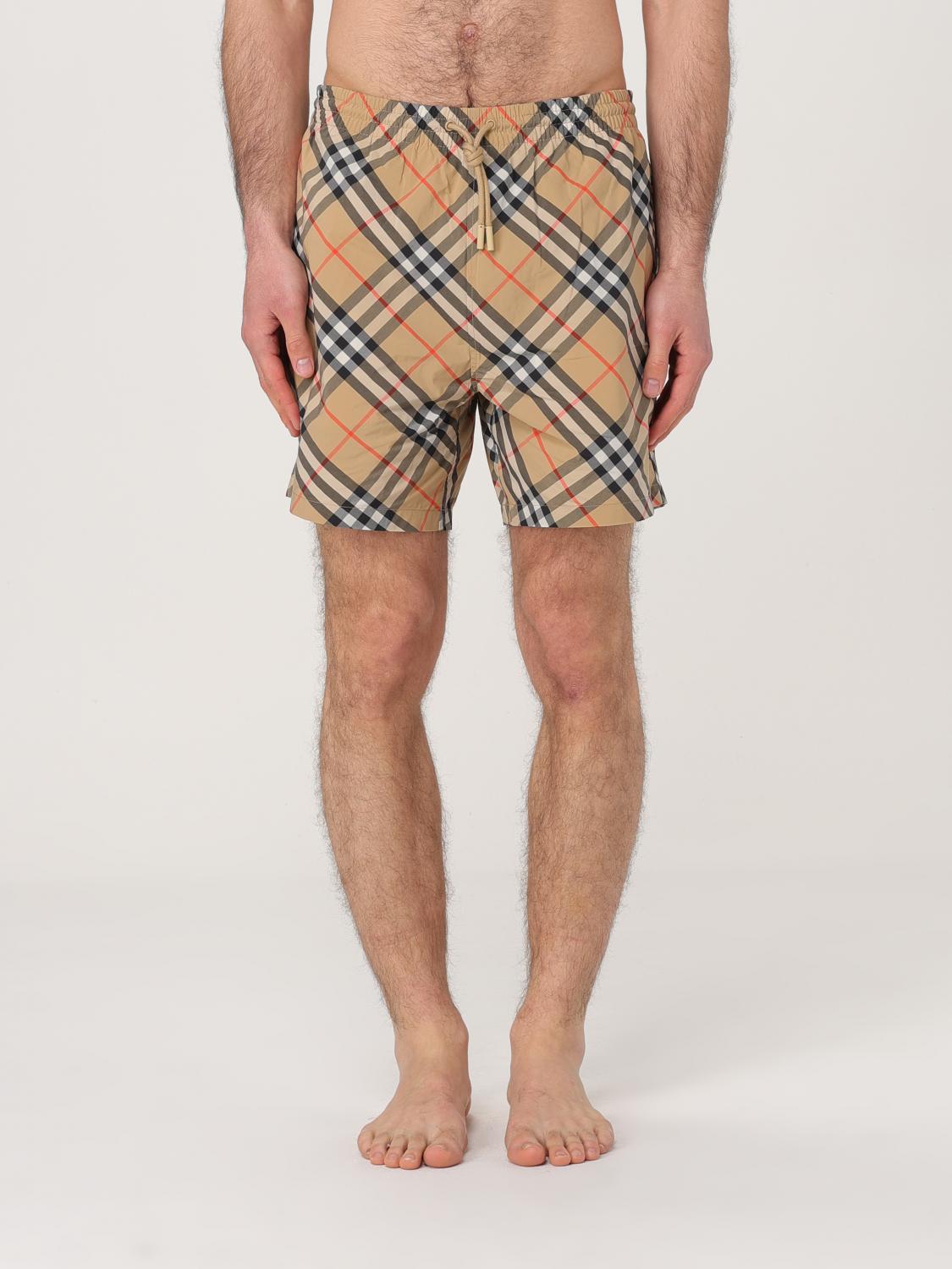 Burberry Check-print Drawstring Swim Shorts In Sand