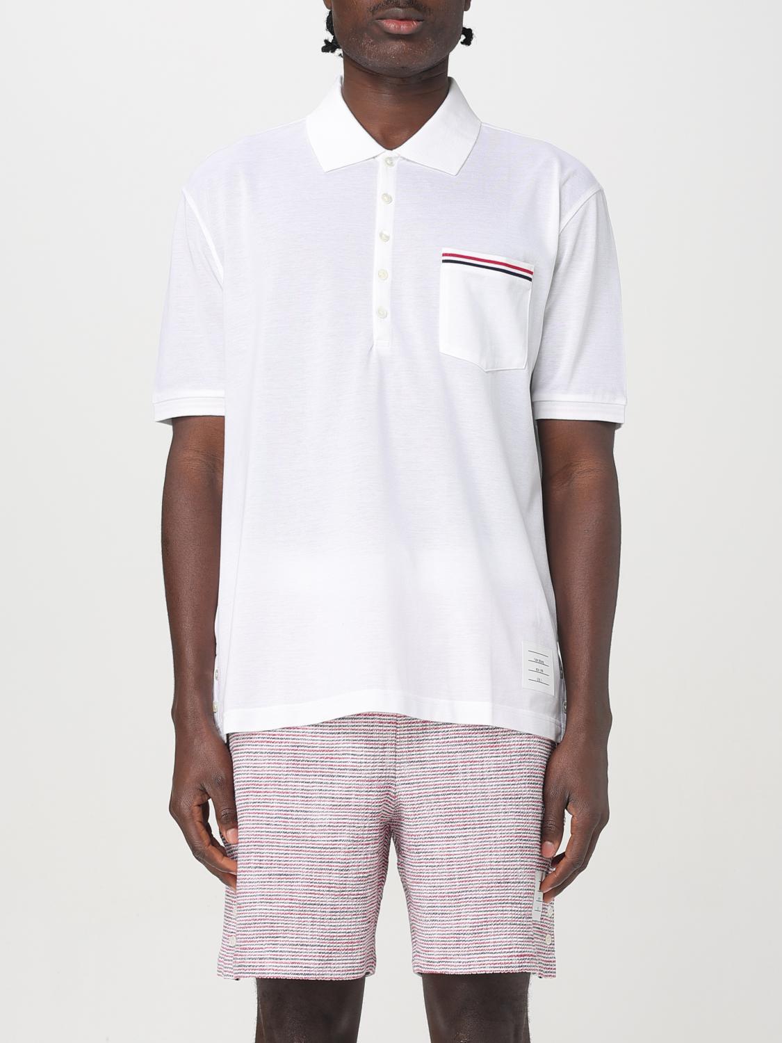 THOM BROWNE Polo Shirt Men color White　THOM BROWNE ポロシャツ メンズ カラー ホワイト THOM