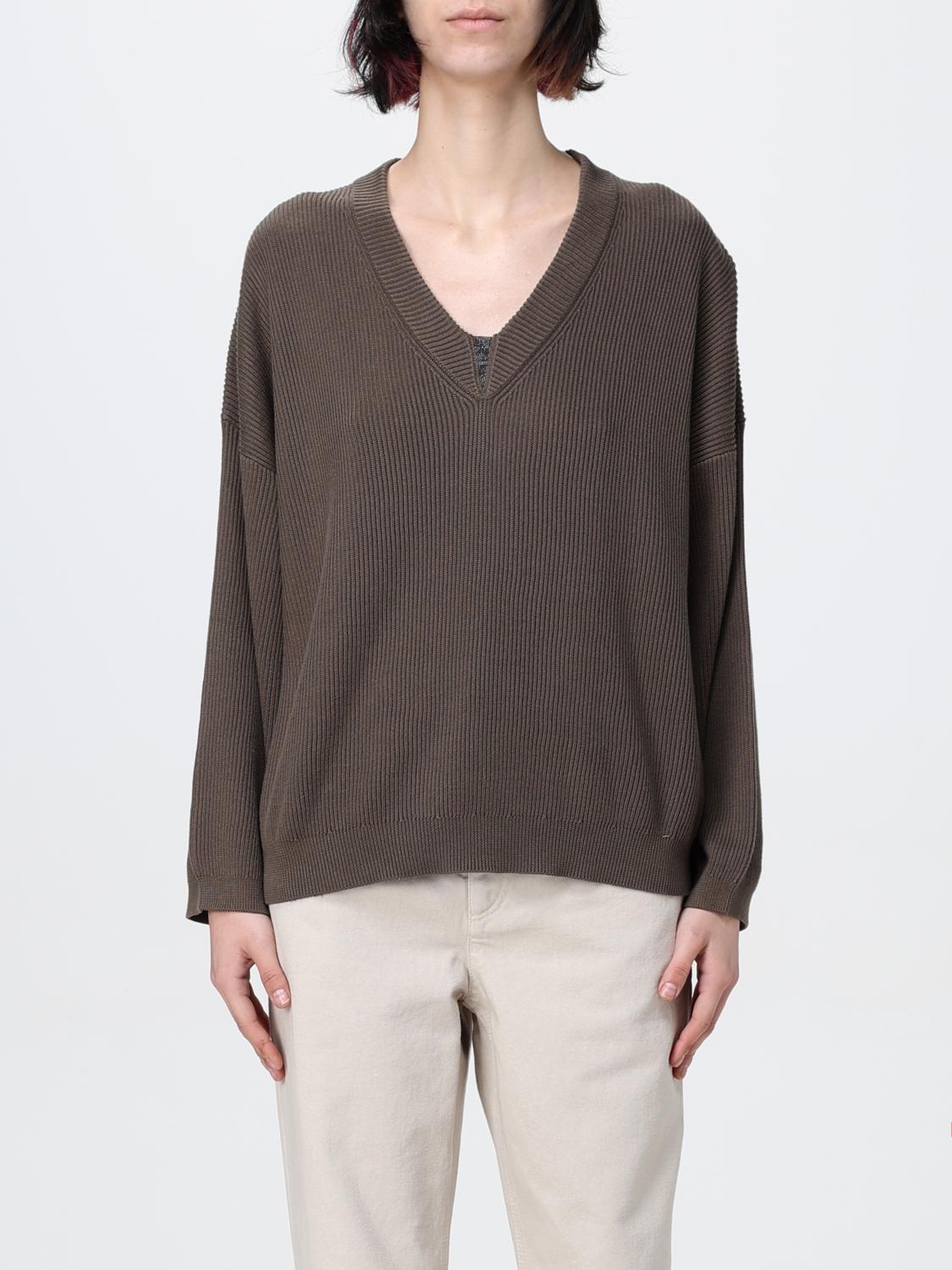 Brunello Cucinelli V-neck Sweater In Kakao