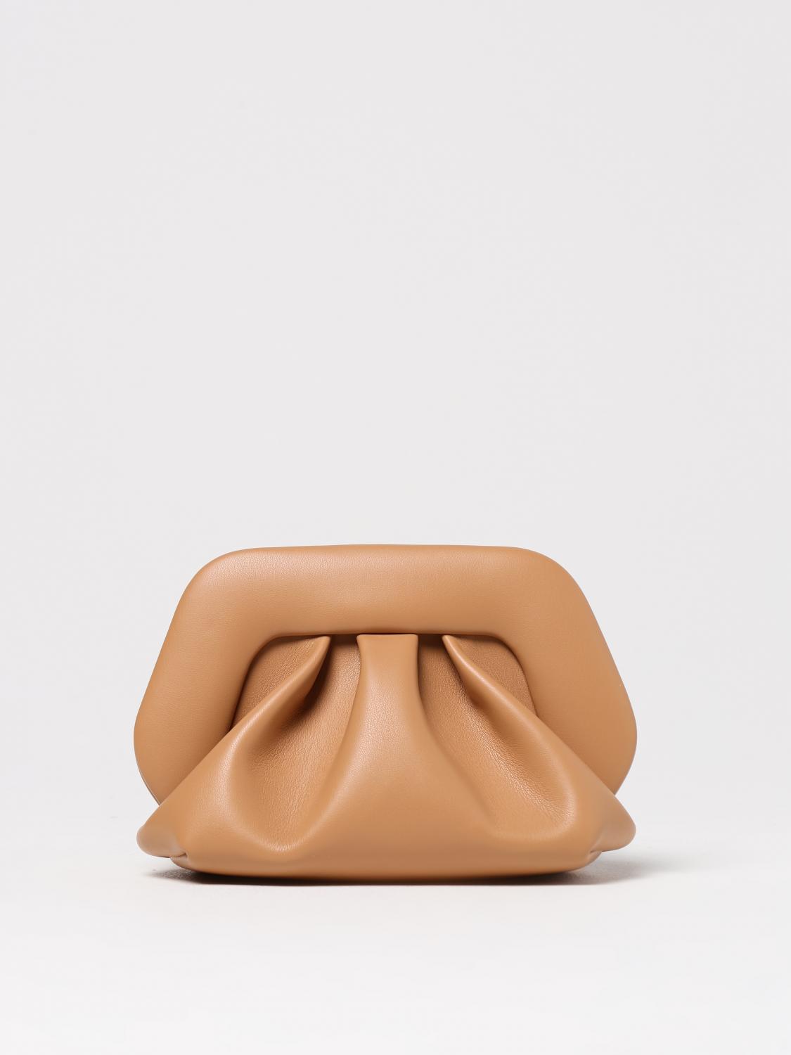 Themoirè Ruched Clutch Bag Detachable Shoulder Strap In Neutral