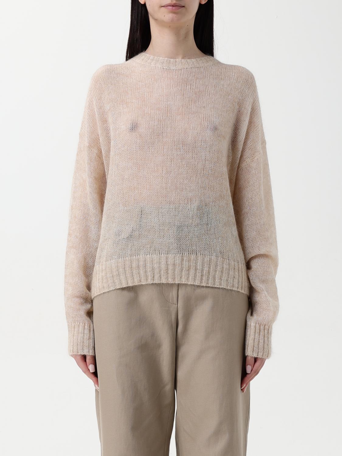 Brunello Cucinelli Grey Linen And Silk Crewneck Sweater In Violet