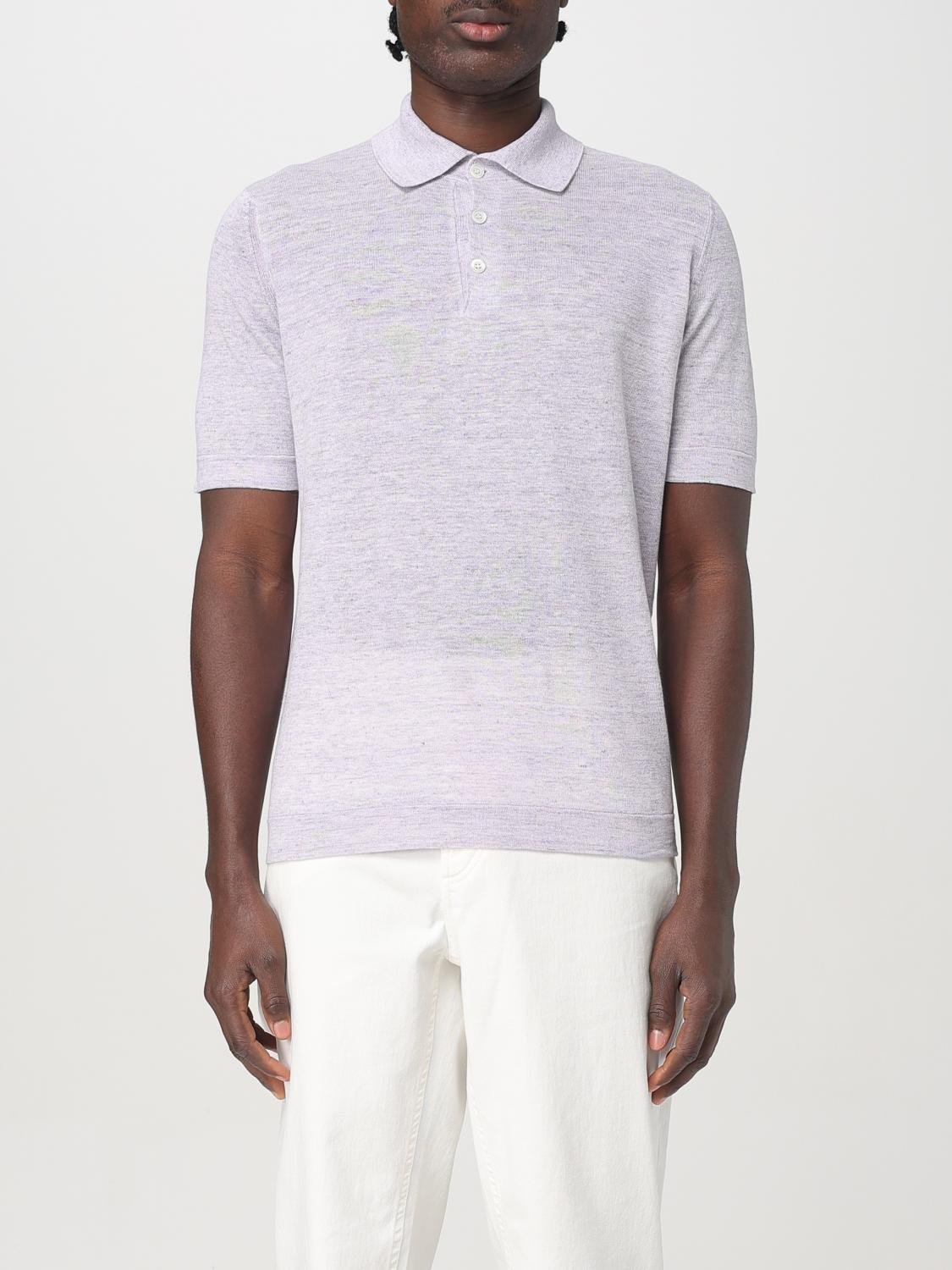 Brunello Cucinelli Linen Polo Shirt In Lilac