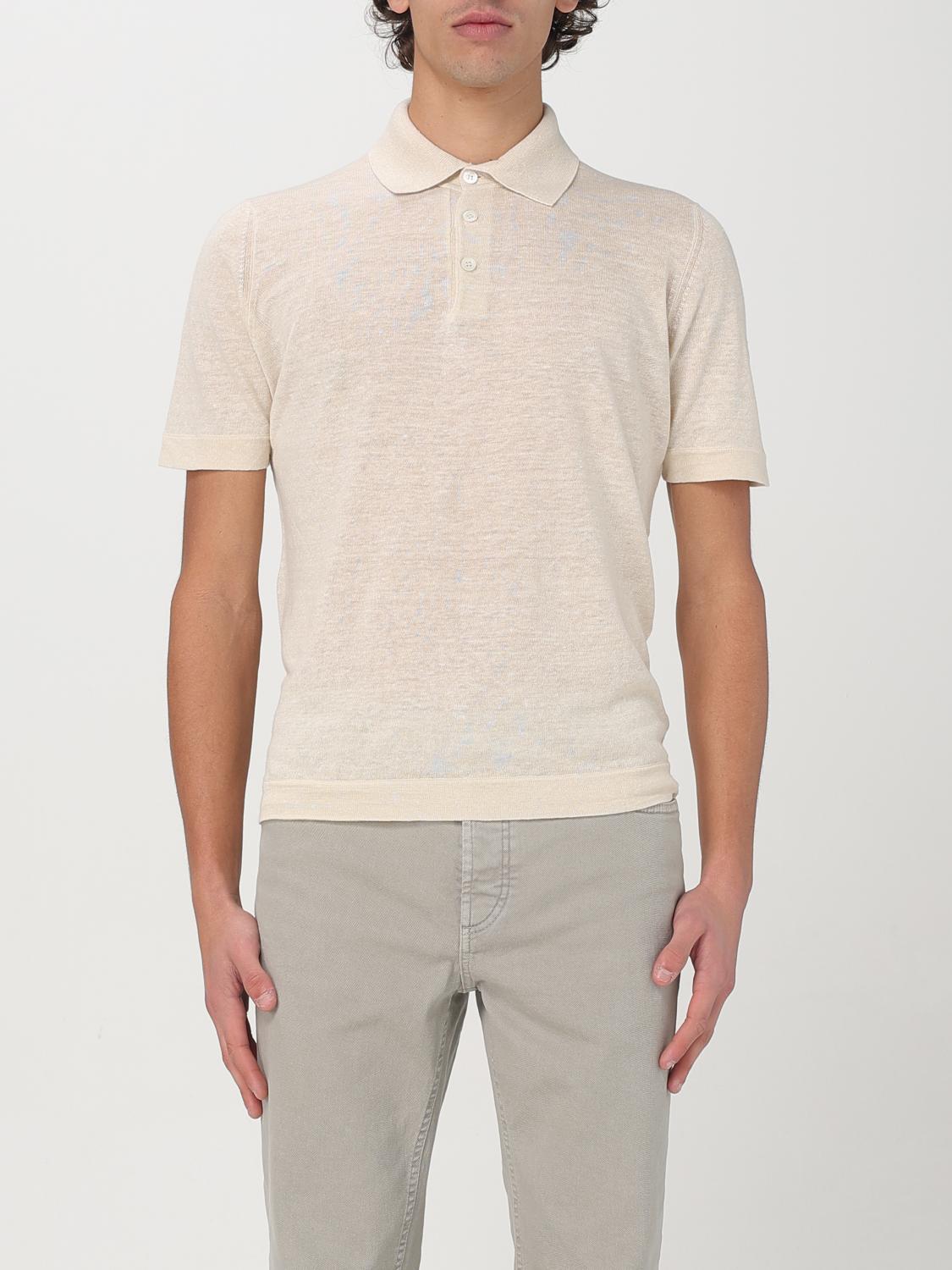 Brunello Cucinelli Polo Shirt In Linen And Cotton In Ivory