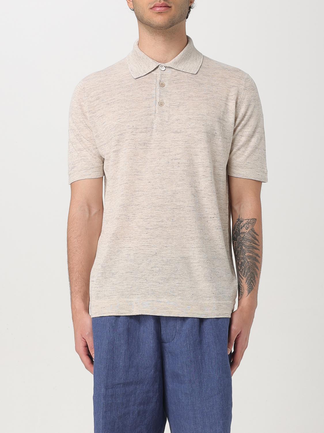 Brunello Cucinelli Polo Shirt In Linen And Cotton In Rope