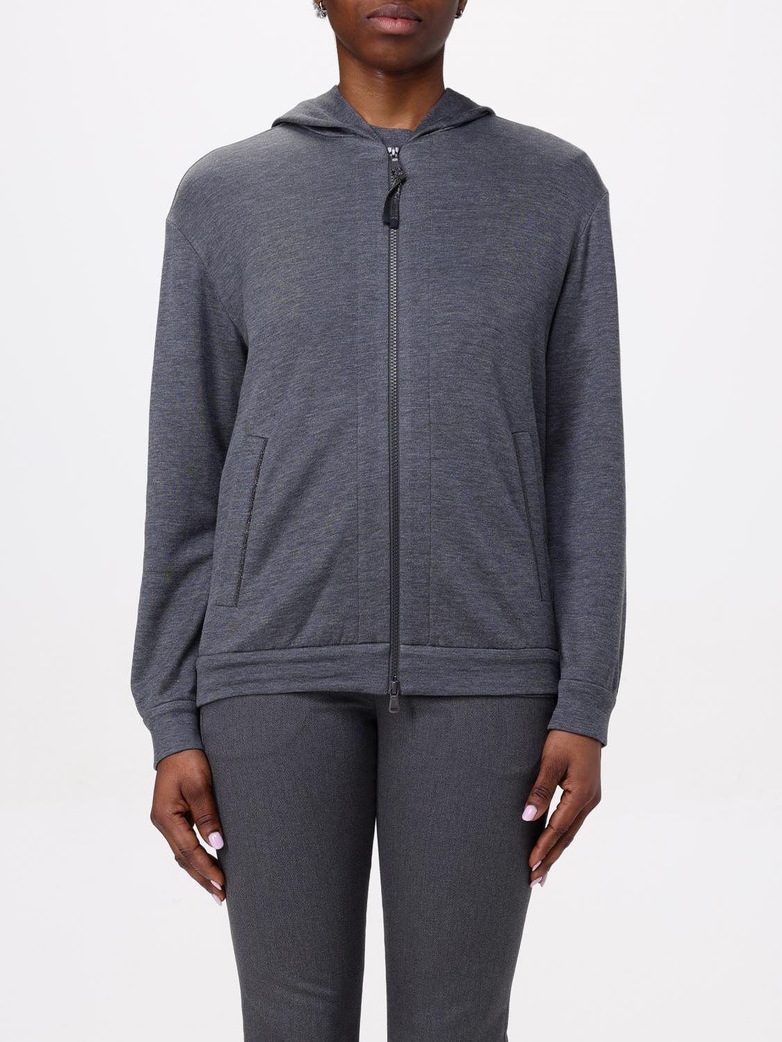 Brunello Cucinelli Precious Zipper Pull Sweatshirt Gray In Gray