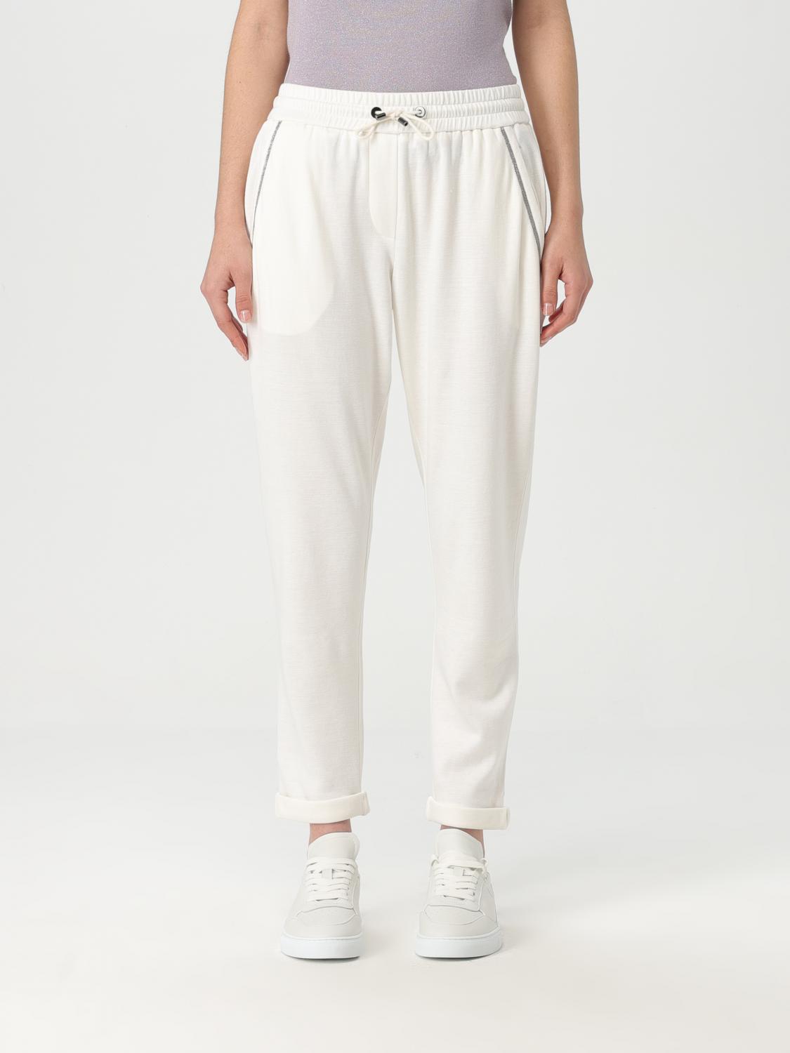 Brunello Cucinelli Cropped Track Pants In Natural