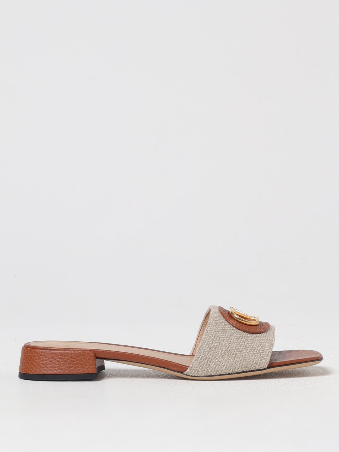 Valentino Vlogo Embellished Textured-leather And Canvas Slides In Pink