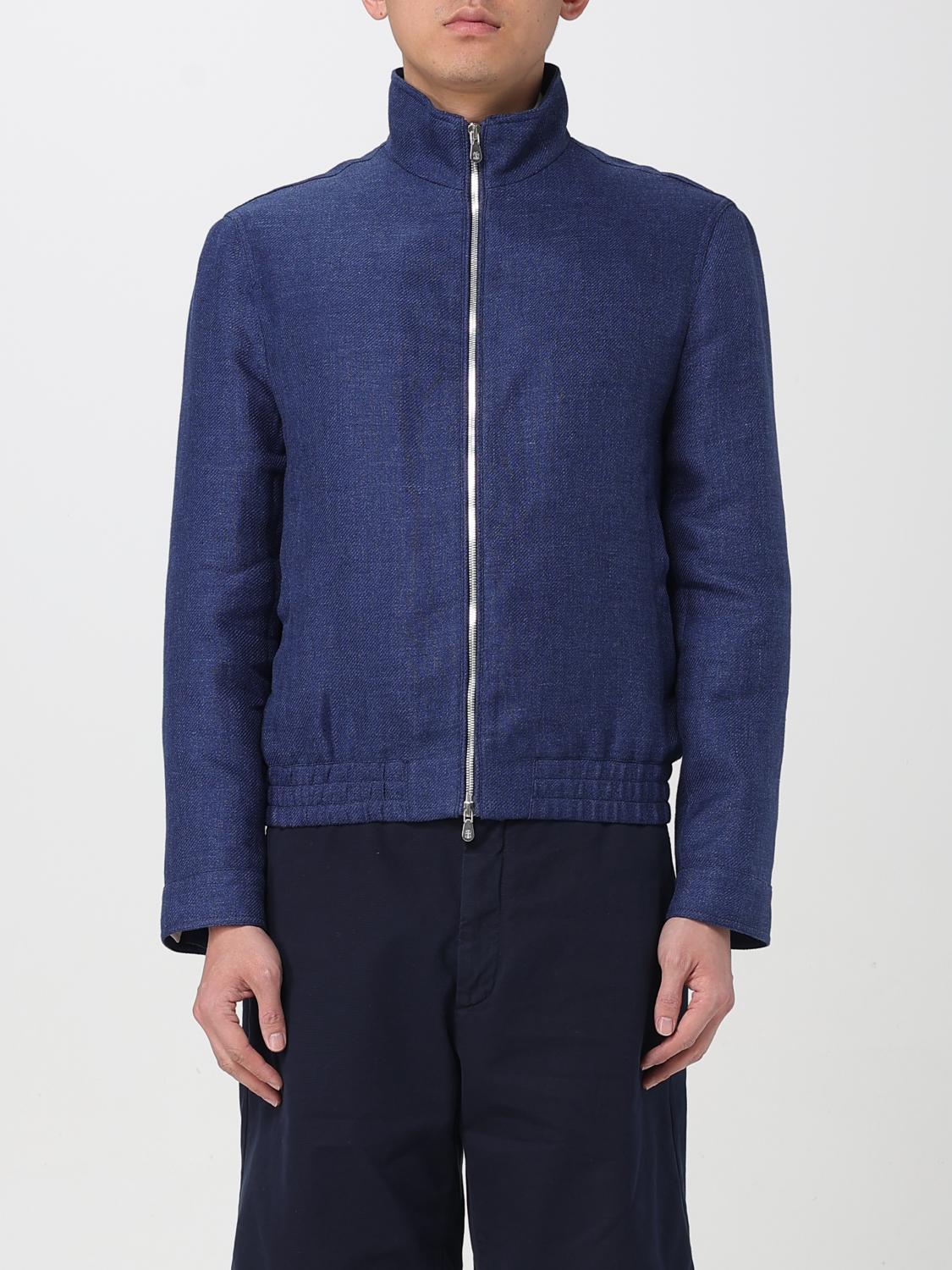 Brunello Cucinelli Virgin Wool Bomber Jacket In Blue