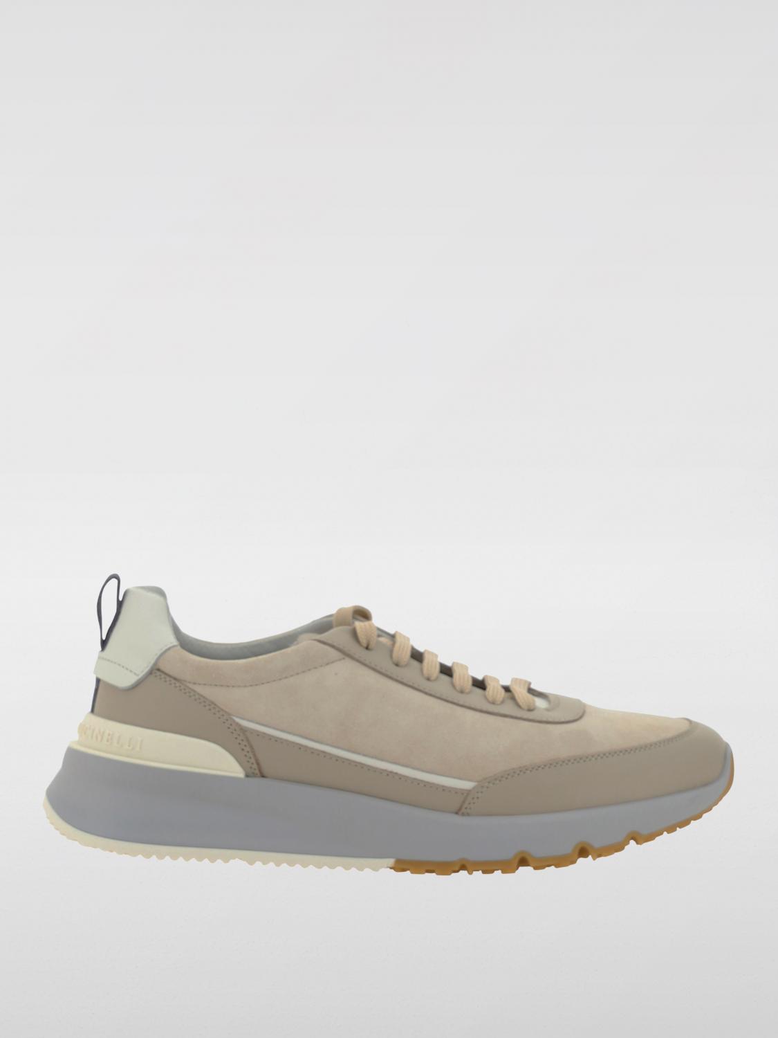 Brunello Cucinelli Leather Sneakers In Beige