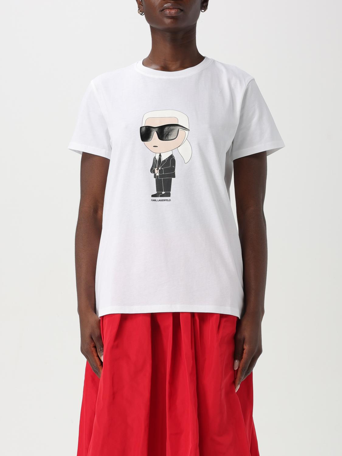 Karl Lagerfeld Organic Cotton T-shirt With Front Karl Print In White
