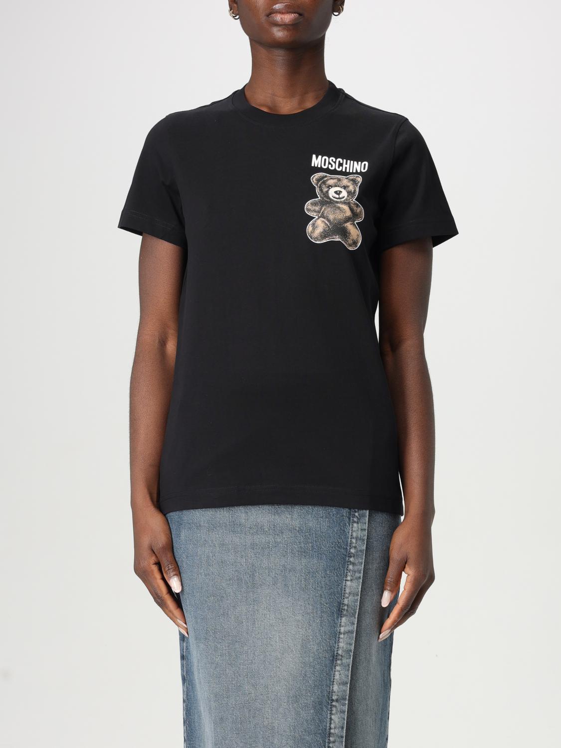 Moschino Teddy Bear Print Organic Cotton T-shirt In Black