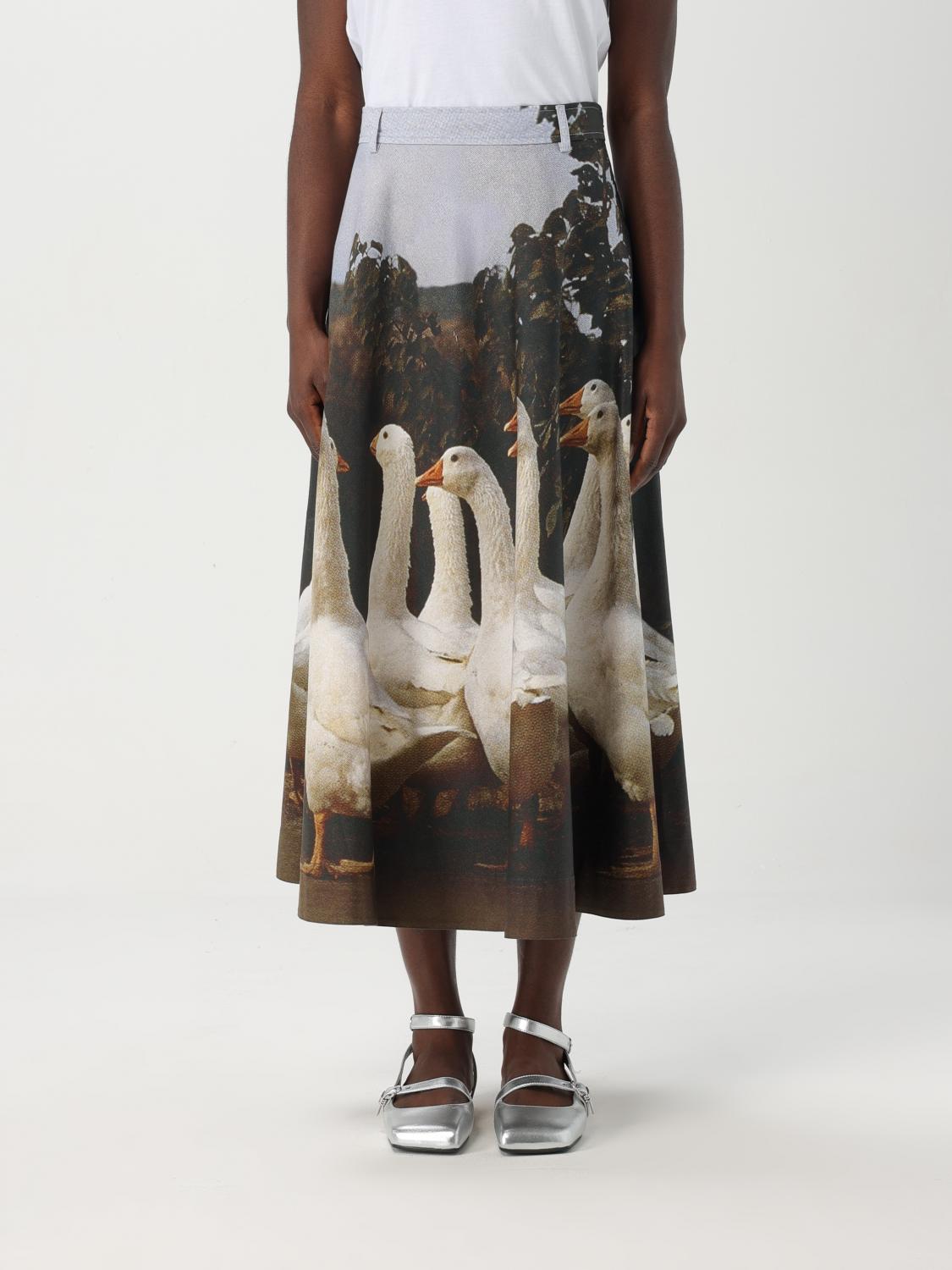 Moschino Printed Goose Midi Skirt In Multicolor