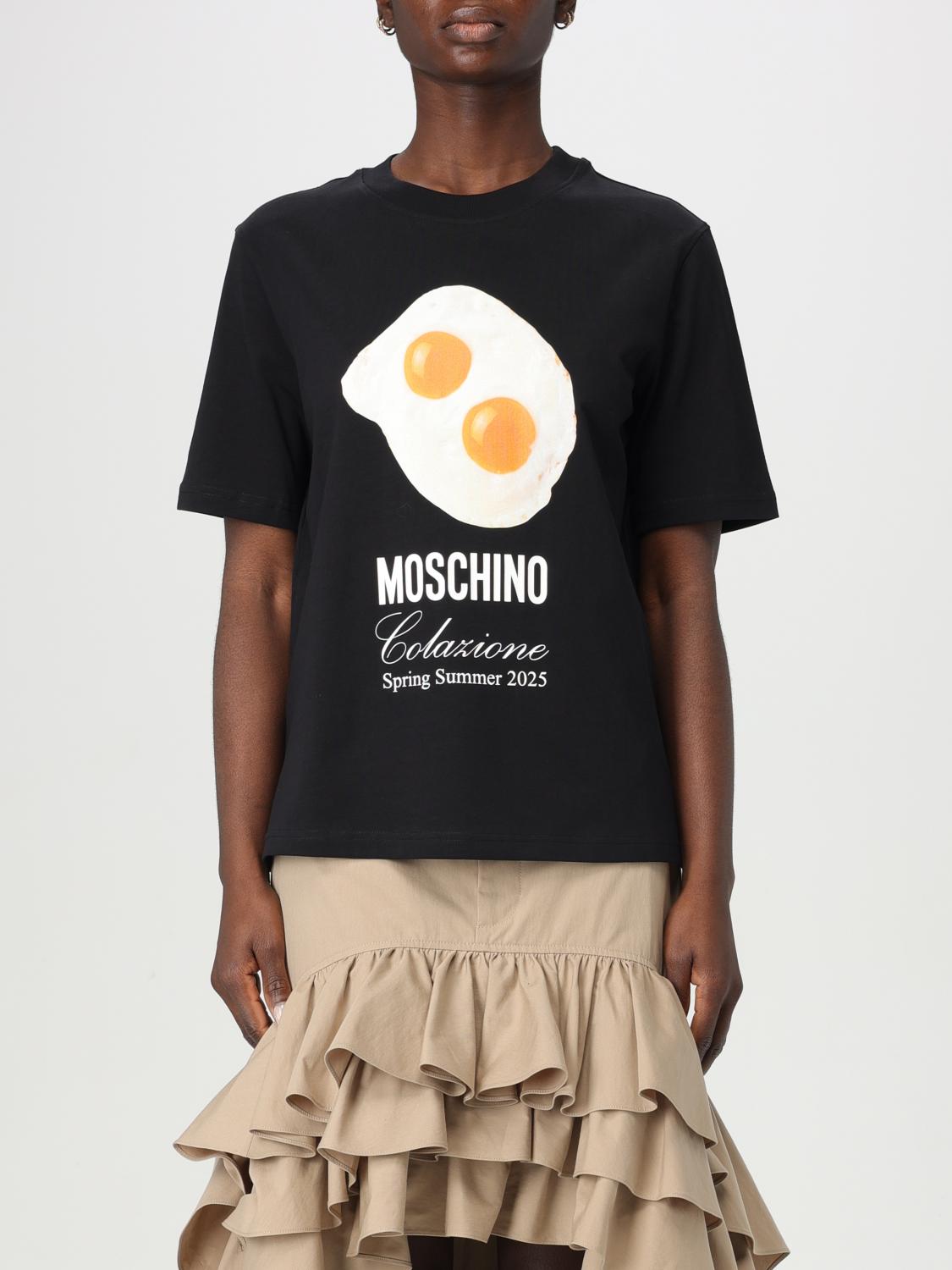 Moschino Black Eggs Print T-shirt In Black