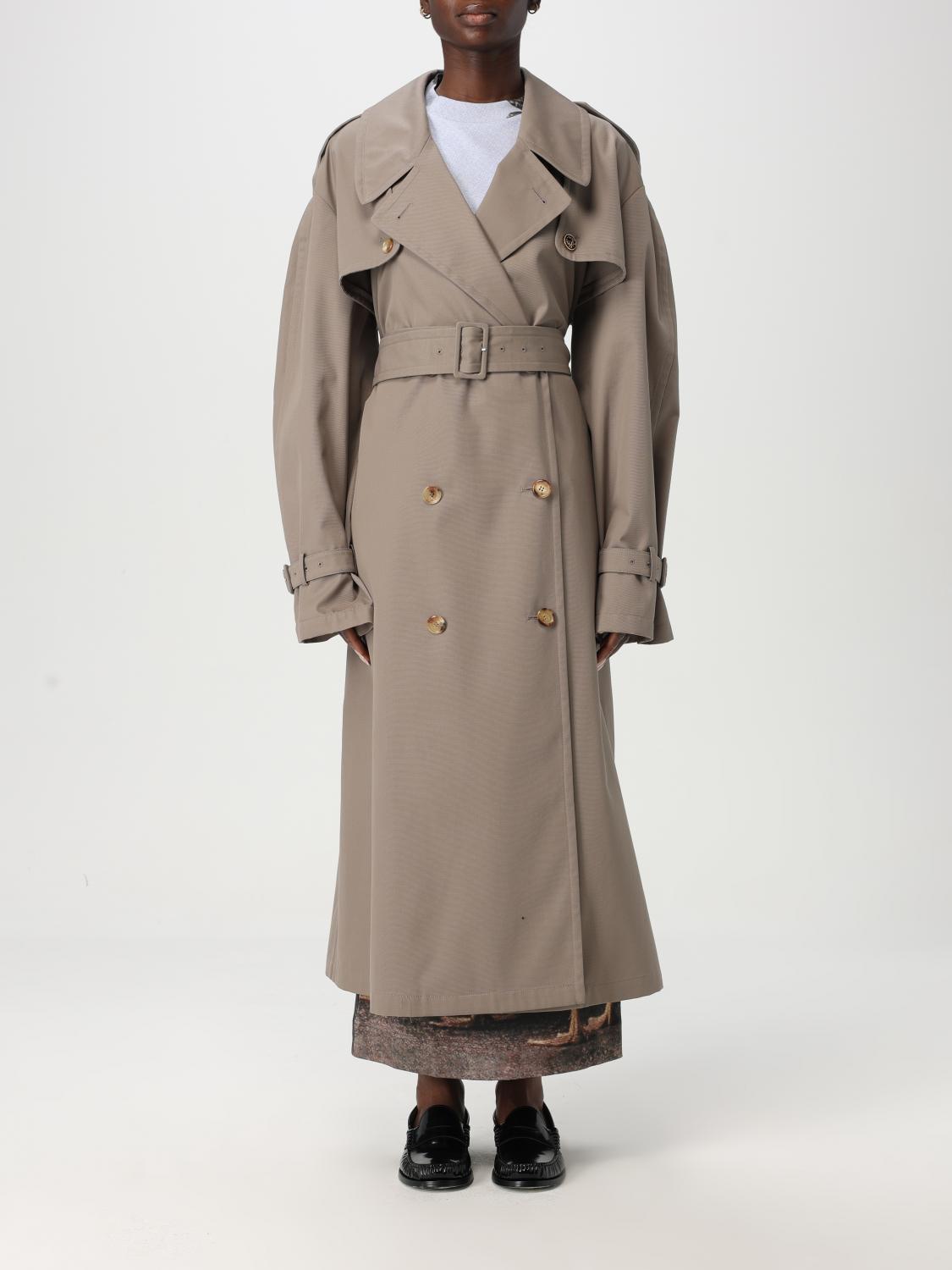 Moschino Cotton Blend Gabardine Long Trench Coat In Beige