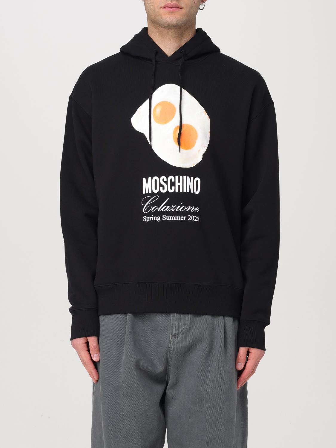 Moschino Graphic Print Breakfast Pocket Hoodie In Black
