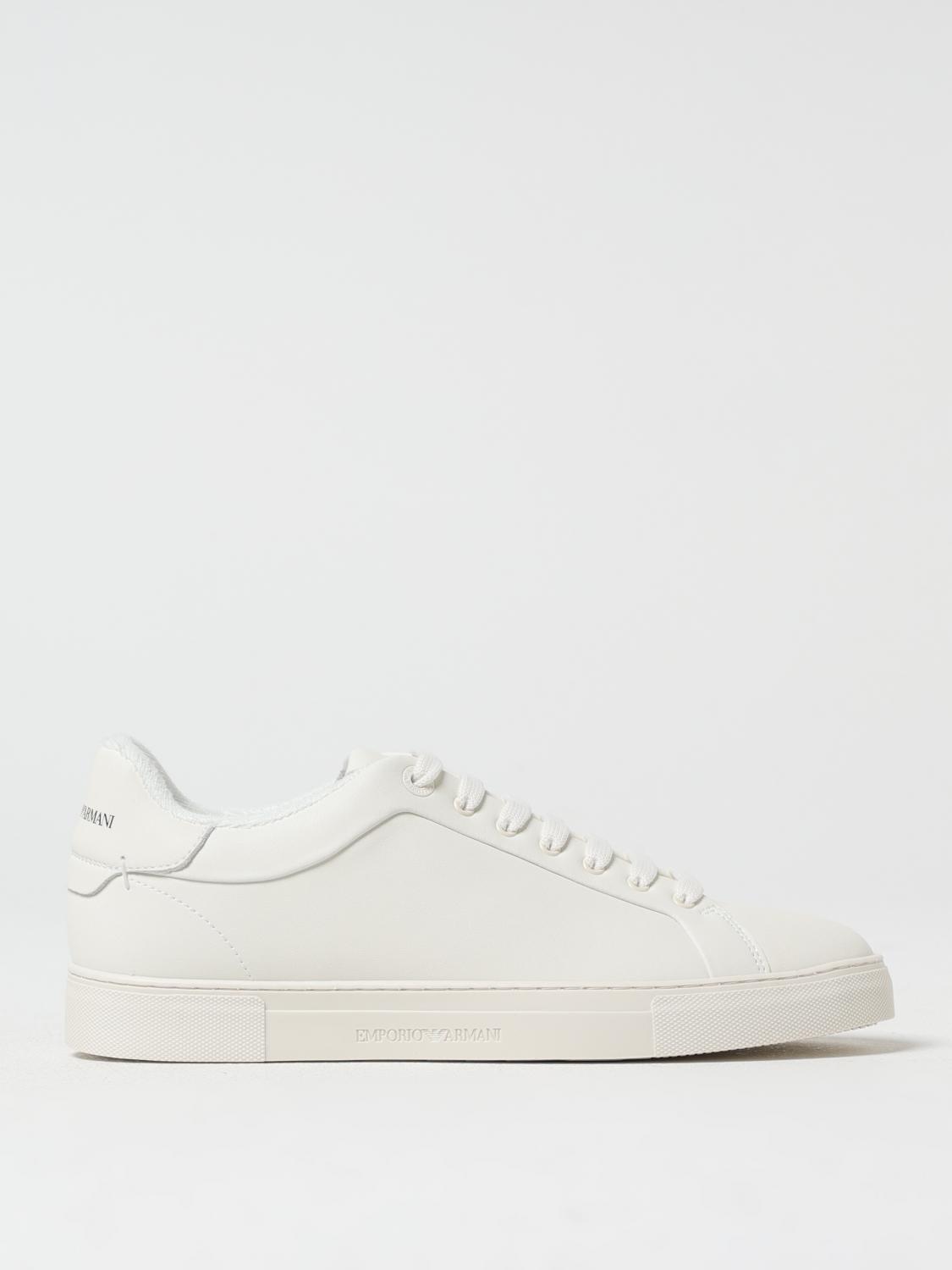 Emporio Armani White Trainers With Textured Upper And Rubber Sole In White