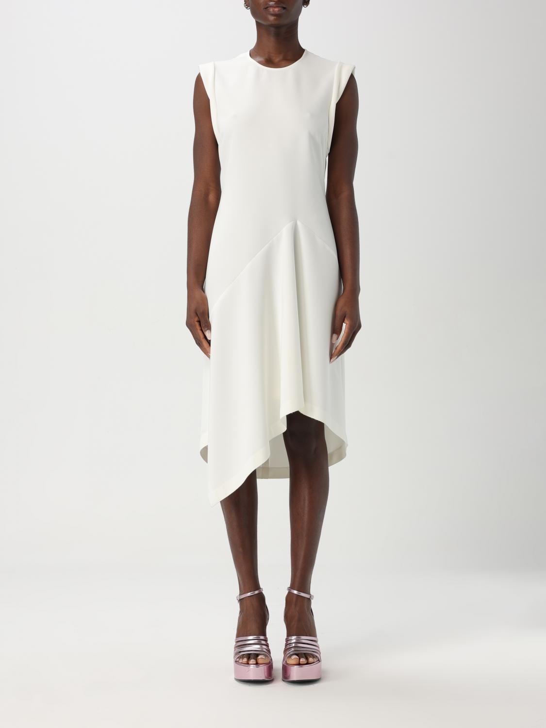 Moschino Asymmetrical Shutted Dress In White