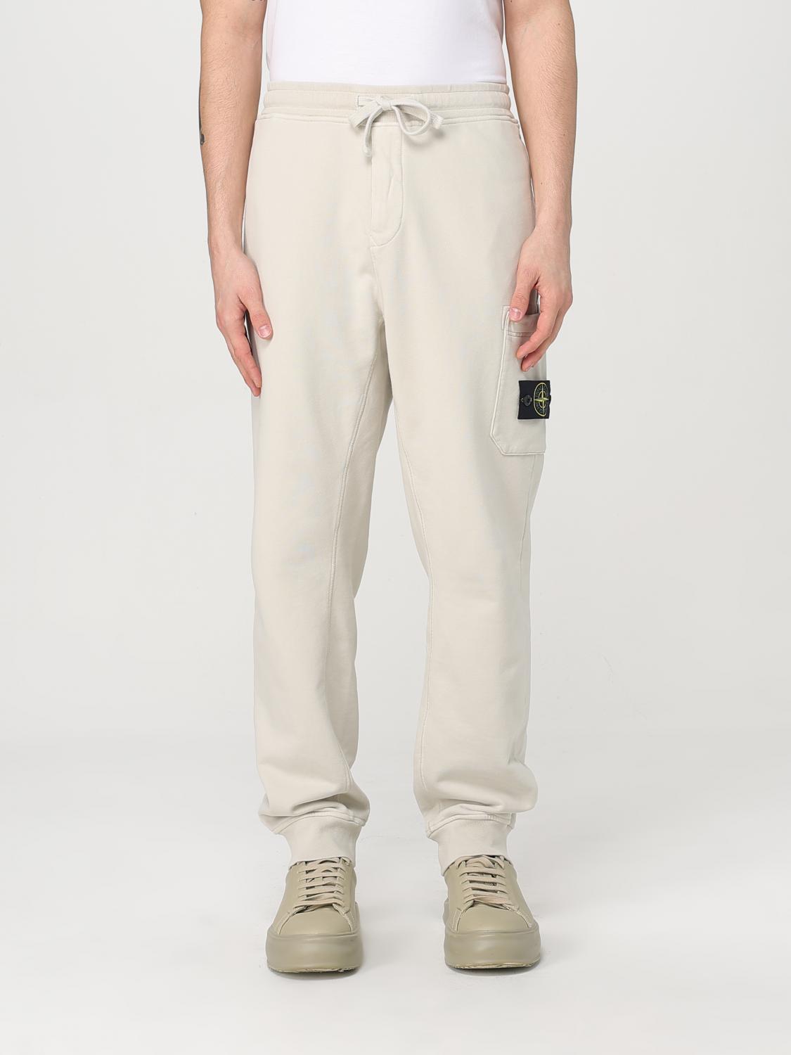 Stone Island Compass-badge Cotton Track Pants In Beige