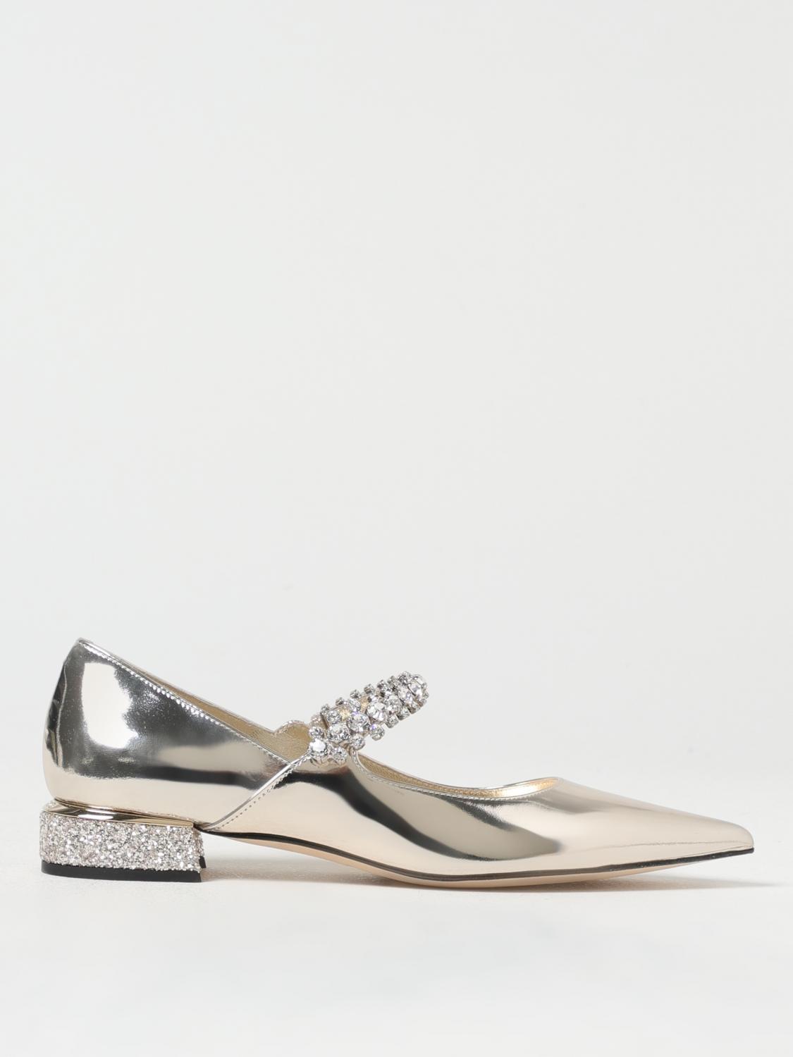 Jimmy Choo Bing Embellished Flat Shoes In Gold