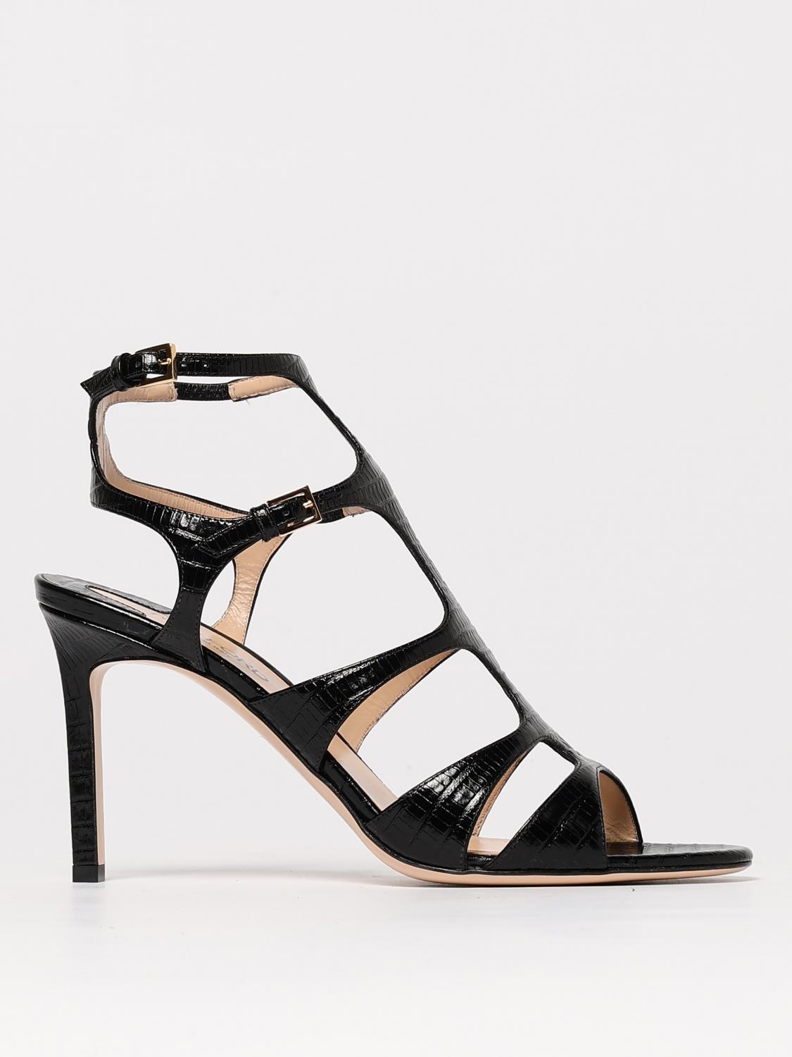 Tom Ford 85mm Tejus Croc Embossed Leather Sandals In Black