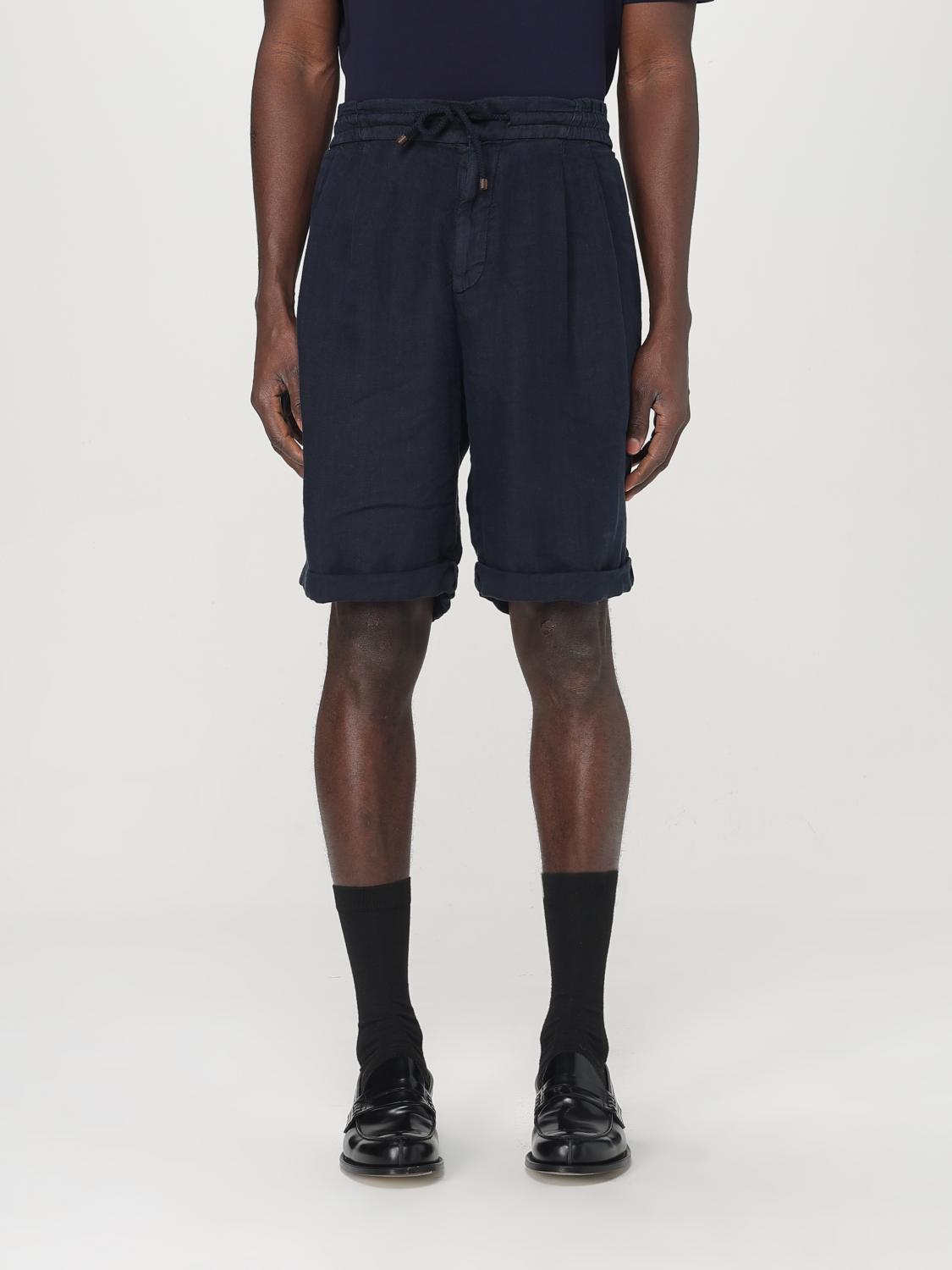 Brunello Cucinelli Men's Garment Dyed Bermuda Shorts In Blue