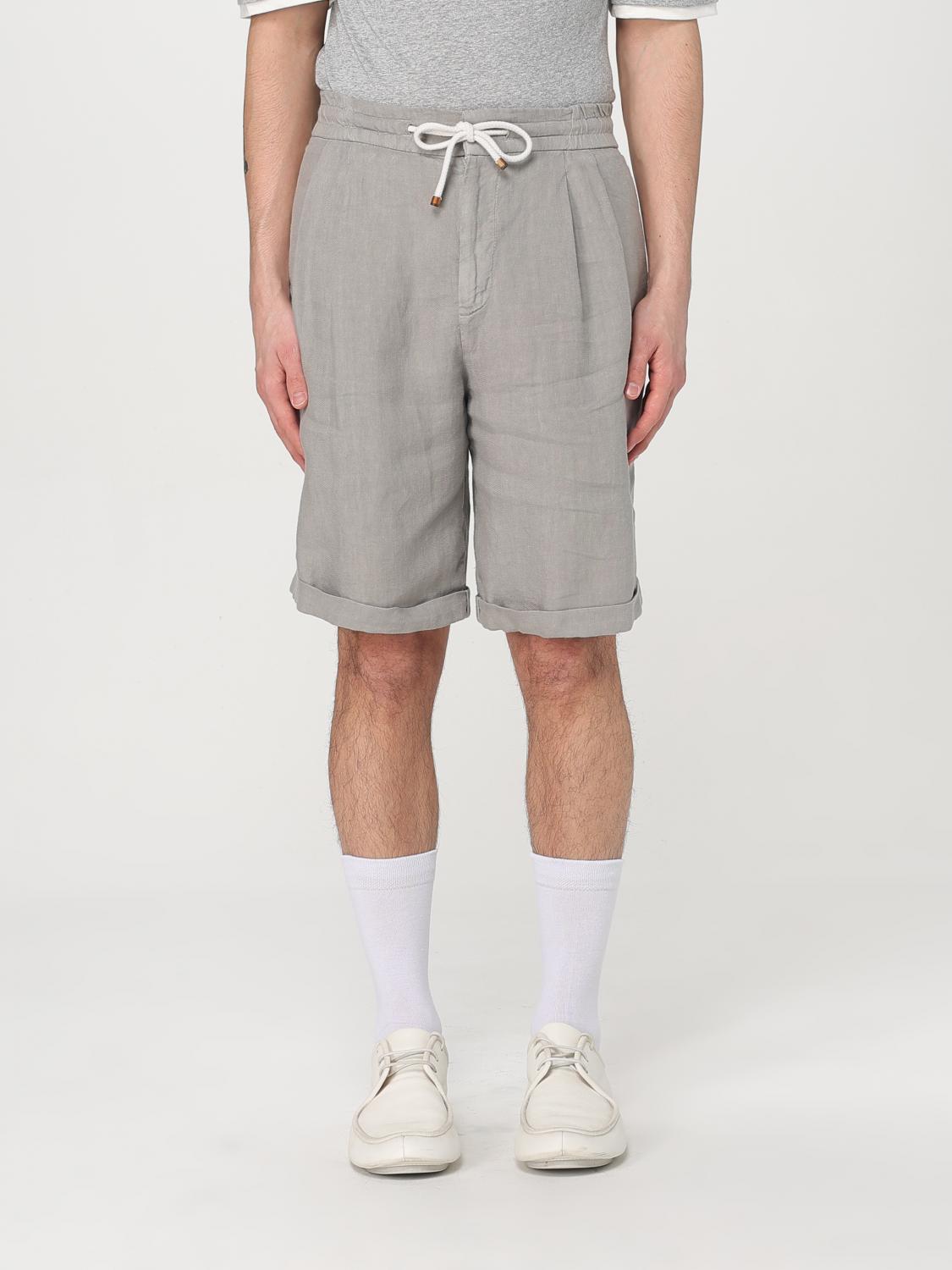 Brunello Cucinelli Linen Bermuda Shorts In Grey