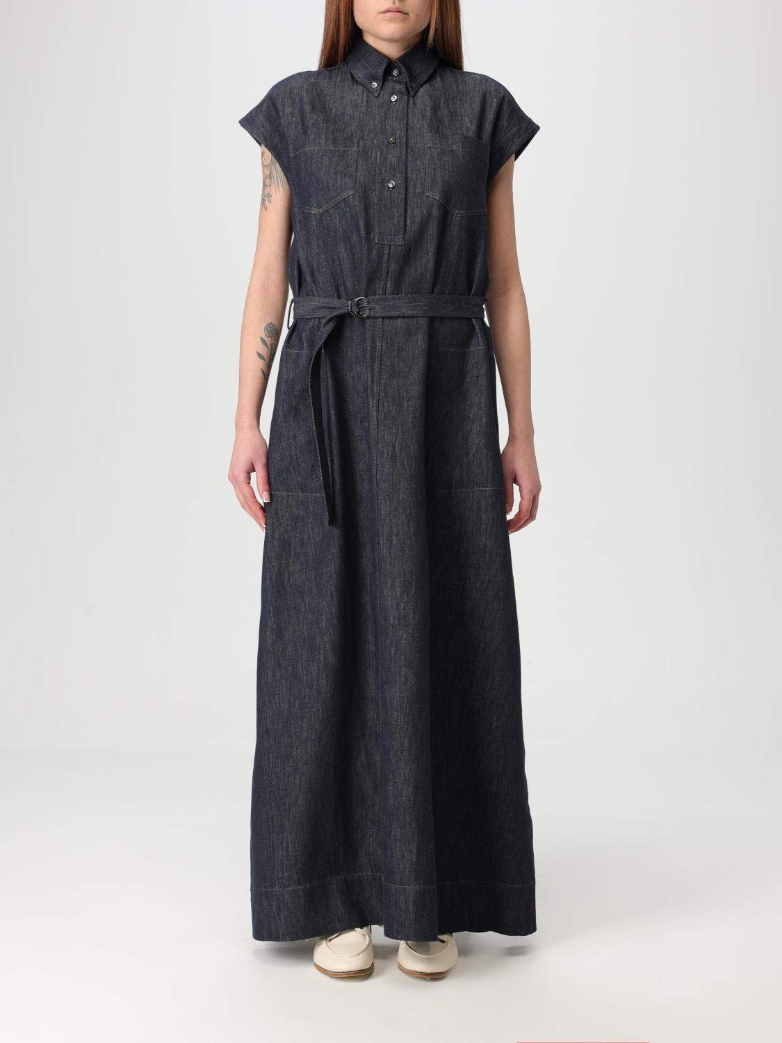 Brunello Cucinelli Denim Chemisier Long Dress In Blue