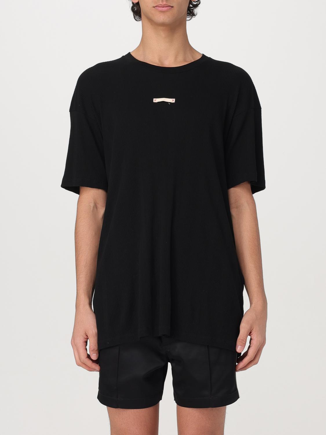 Maison Margiela T-shirt With Ribbed Fabric In Black