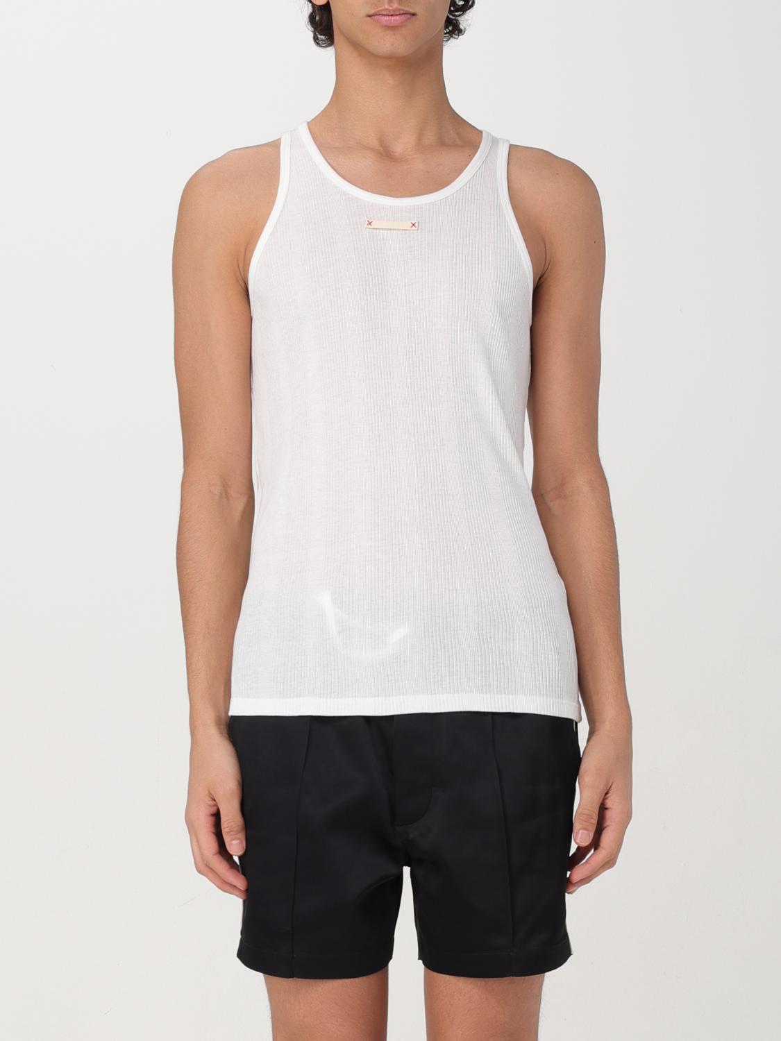 Maison Margiela Logo Patch Ribbed Tank Top In White