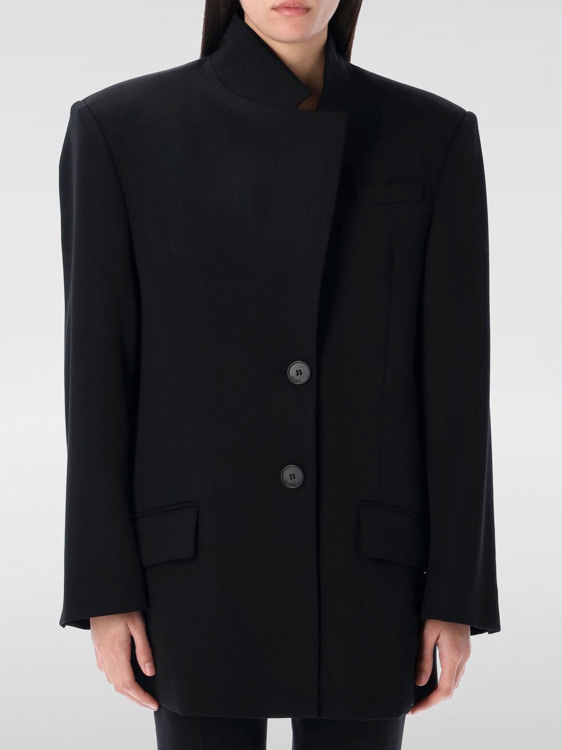 Attico Gabardine Single Breasted Blazer In Black