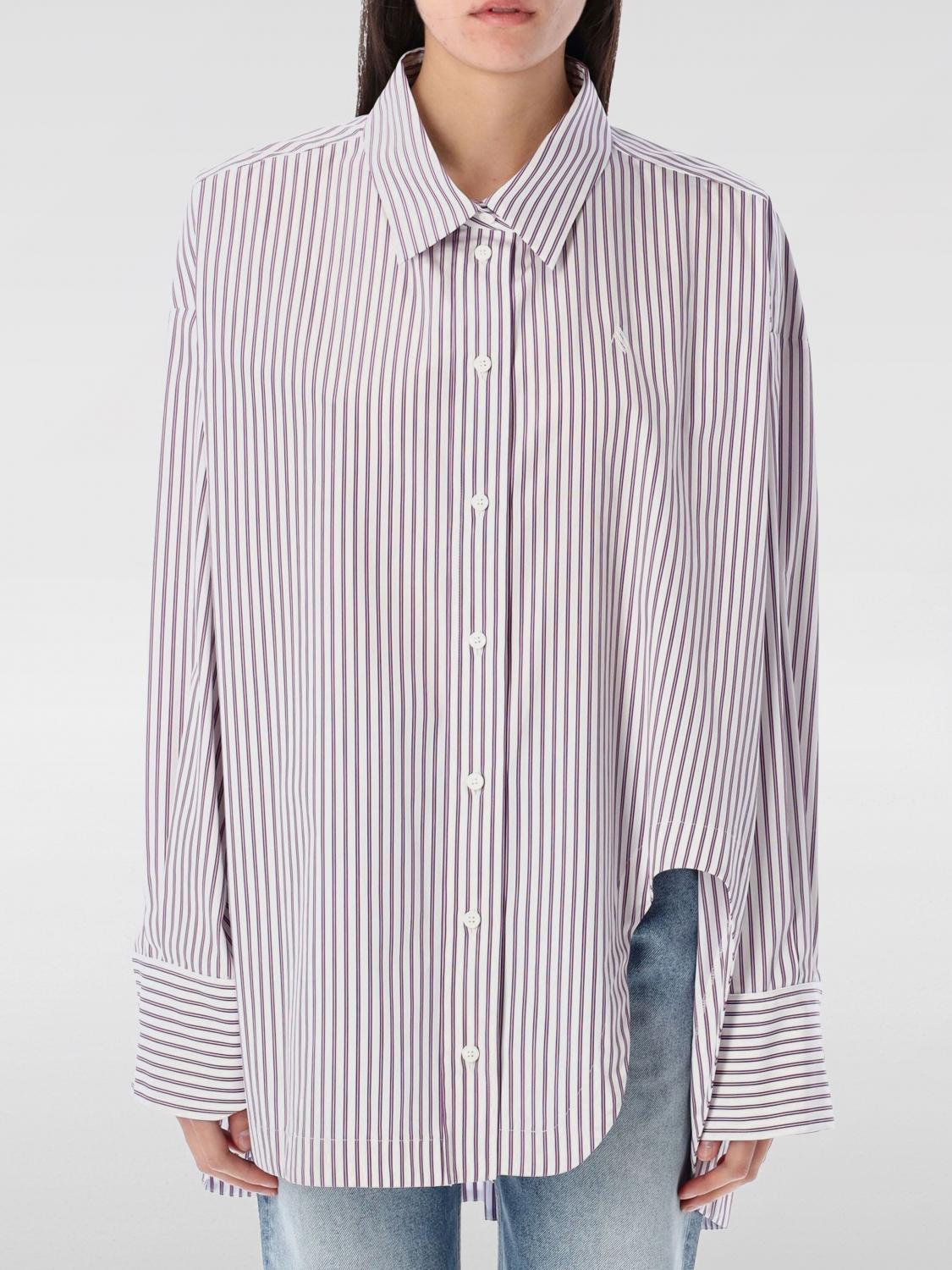 Attico Asymmetrical Strip Shirt In Pink