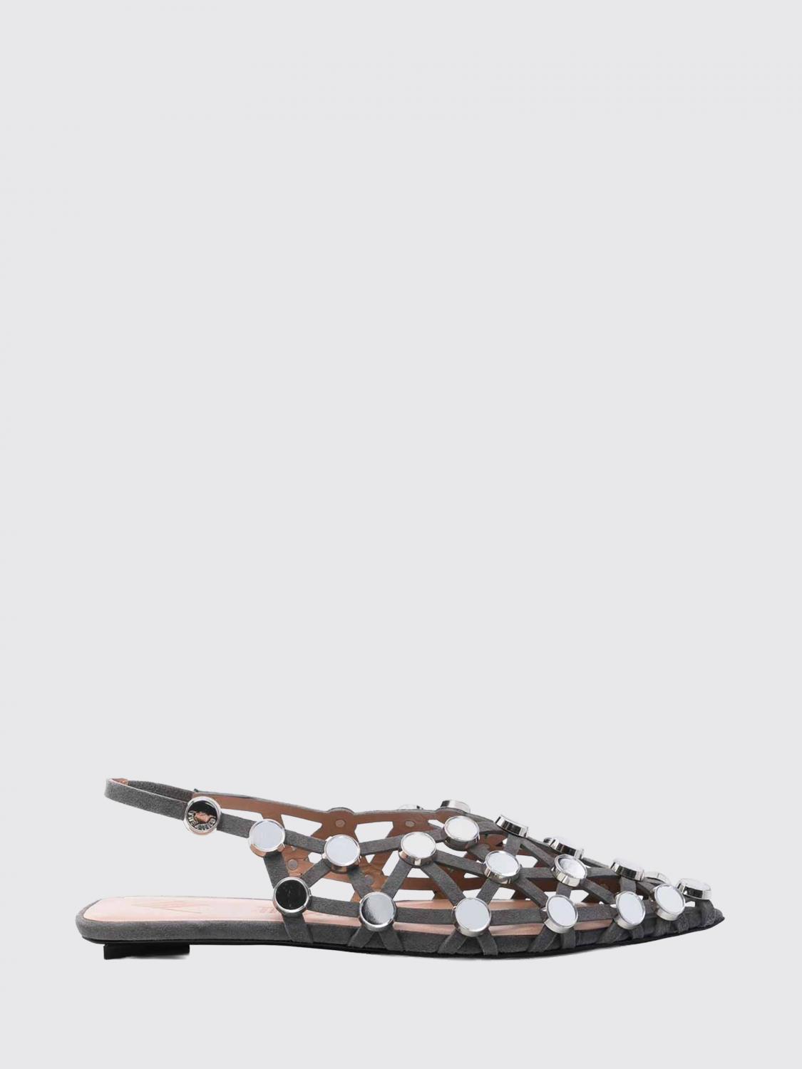 Attico Dark Grey Grid Ballerina In Multi