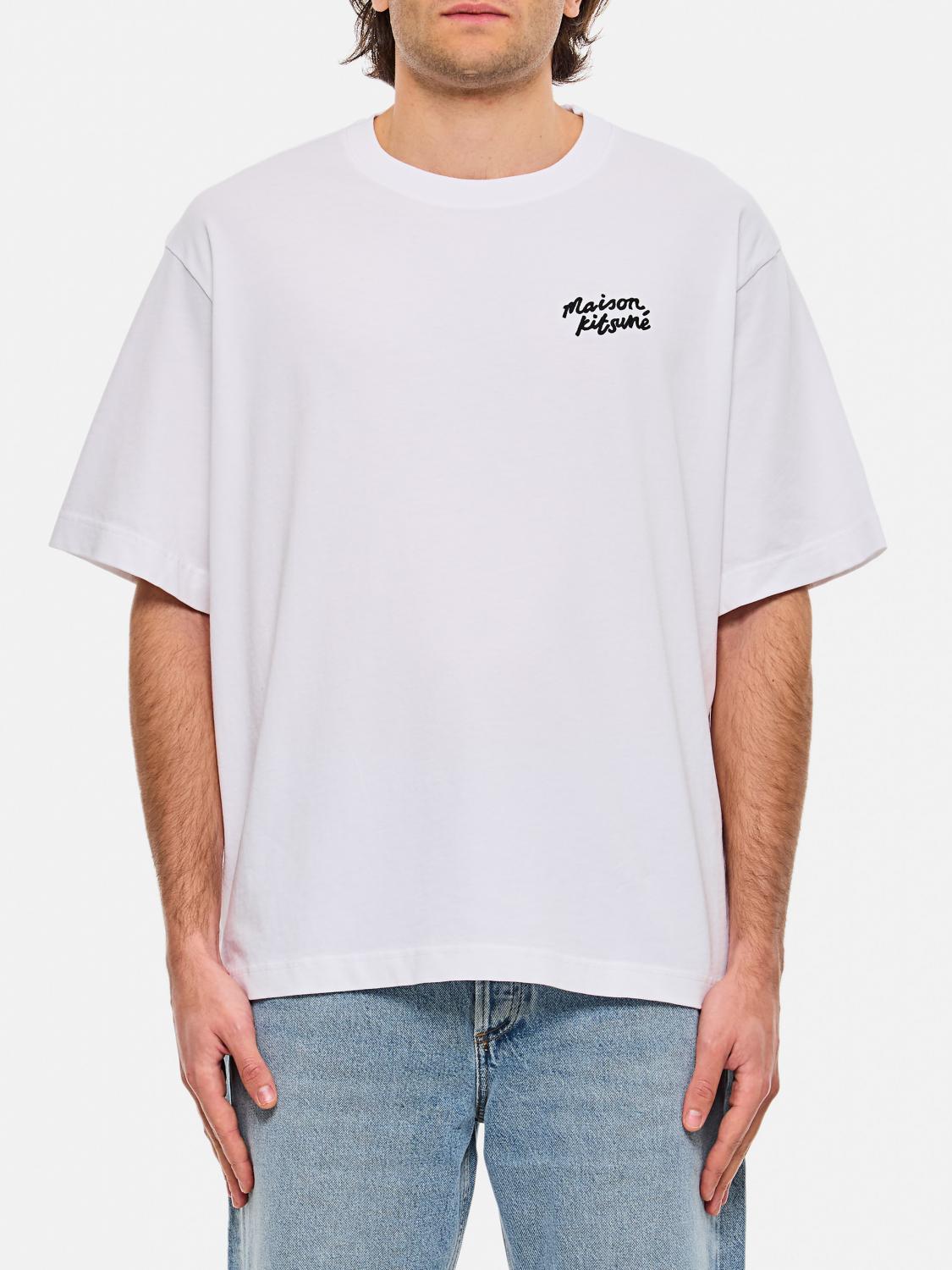 Maison Kitsuné White T-shirt With Logo Handwriting Print In White