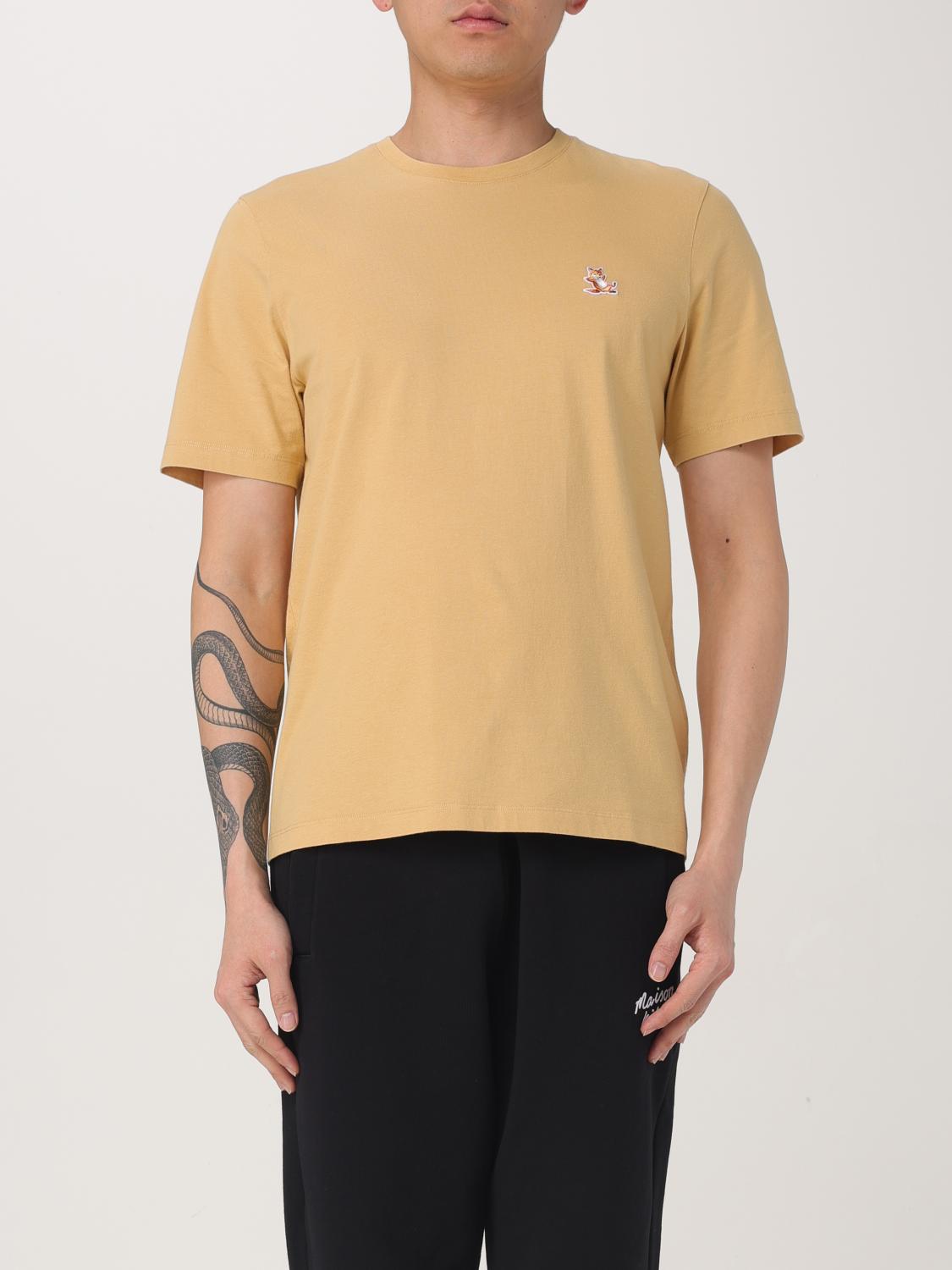 Maison Kitsuné Maison Kitsune Chillax Fox Patch T Shirt In Yellow