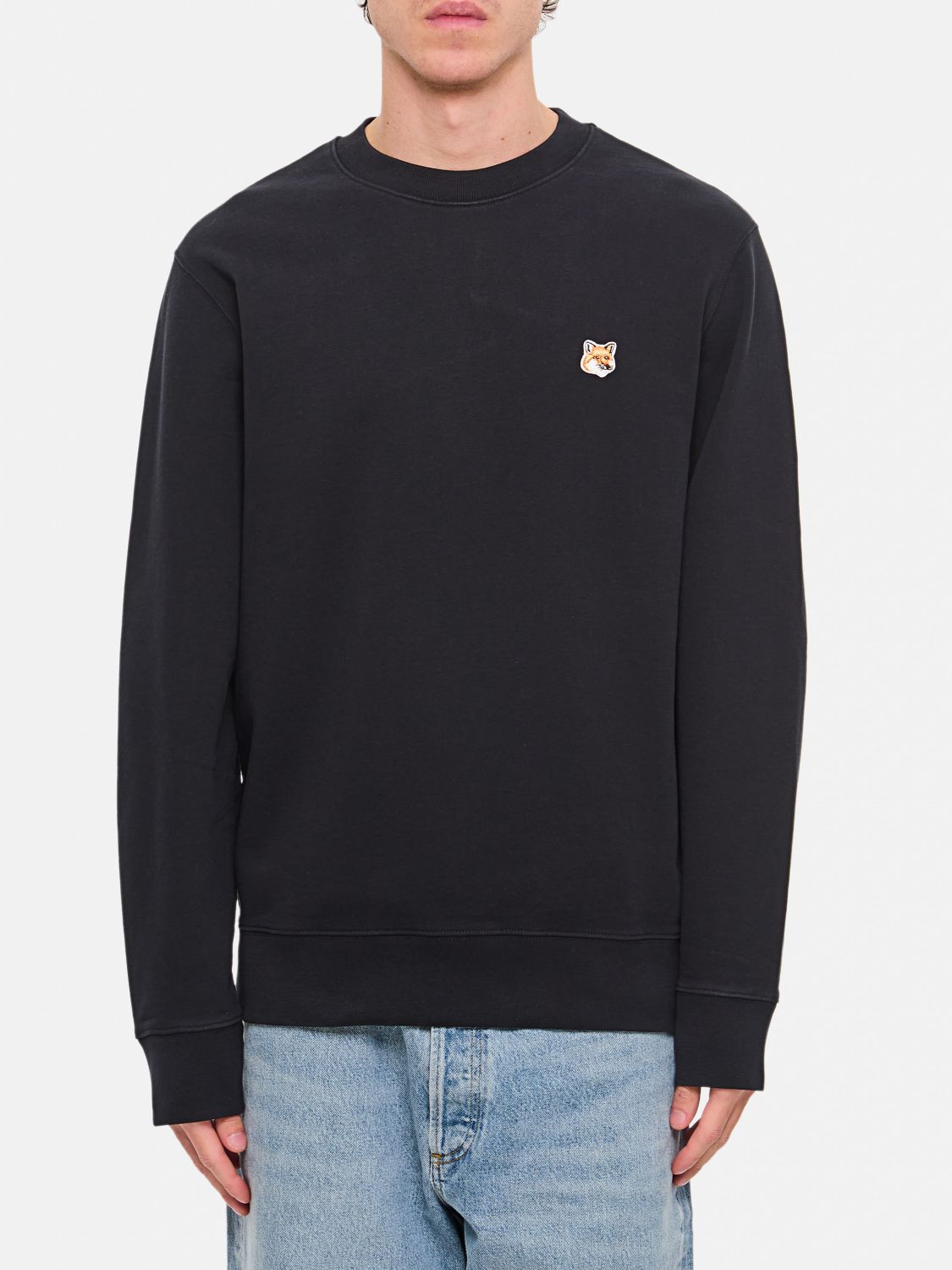Maison Kitsuné Black Fox Head Long Sleeve T-shirt In Schwarz