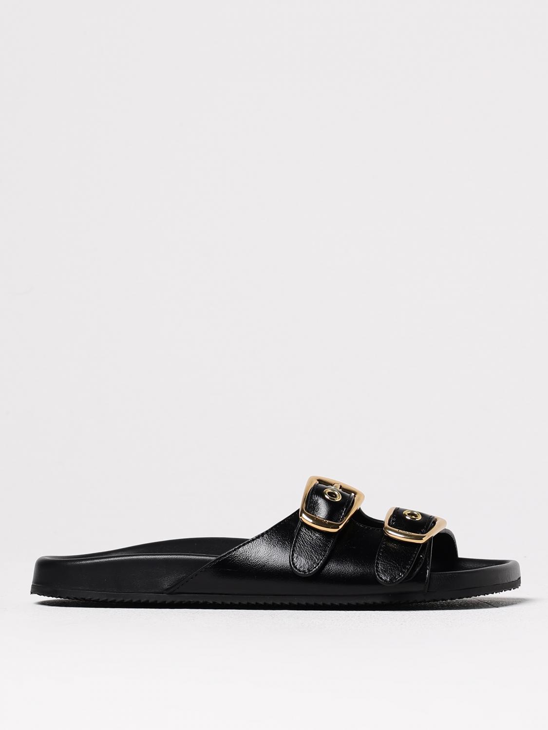 Chloé Polly Leather Double-buckle Slide Sandals In Black