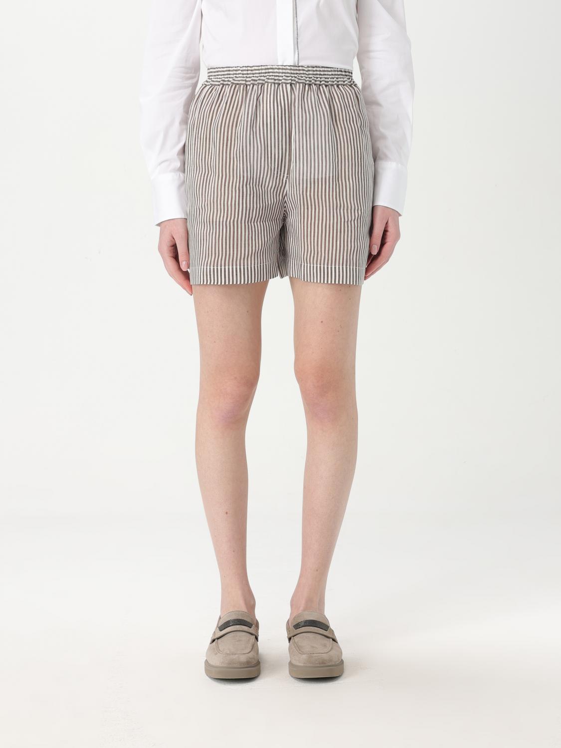 Brunello Cucinelli Striped Linen Bermuda Shorts Bermuda And Short In Multicolor