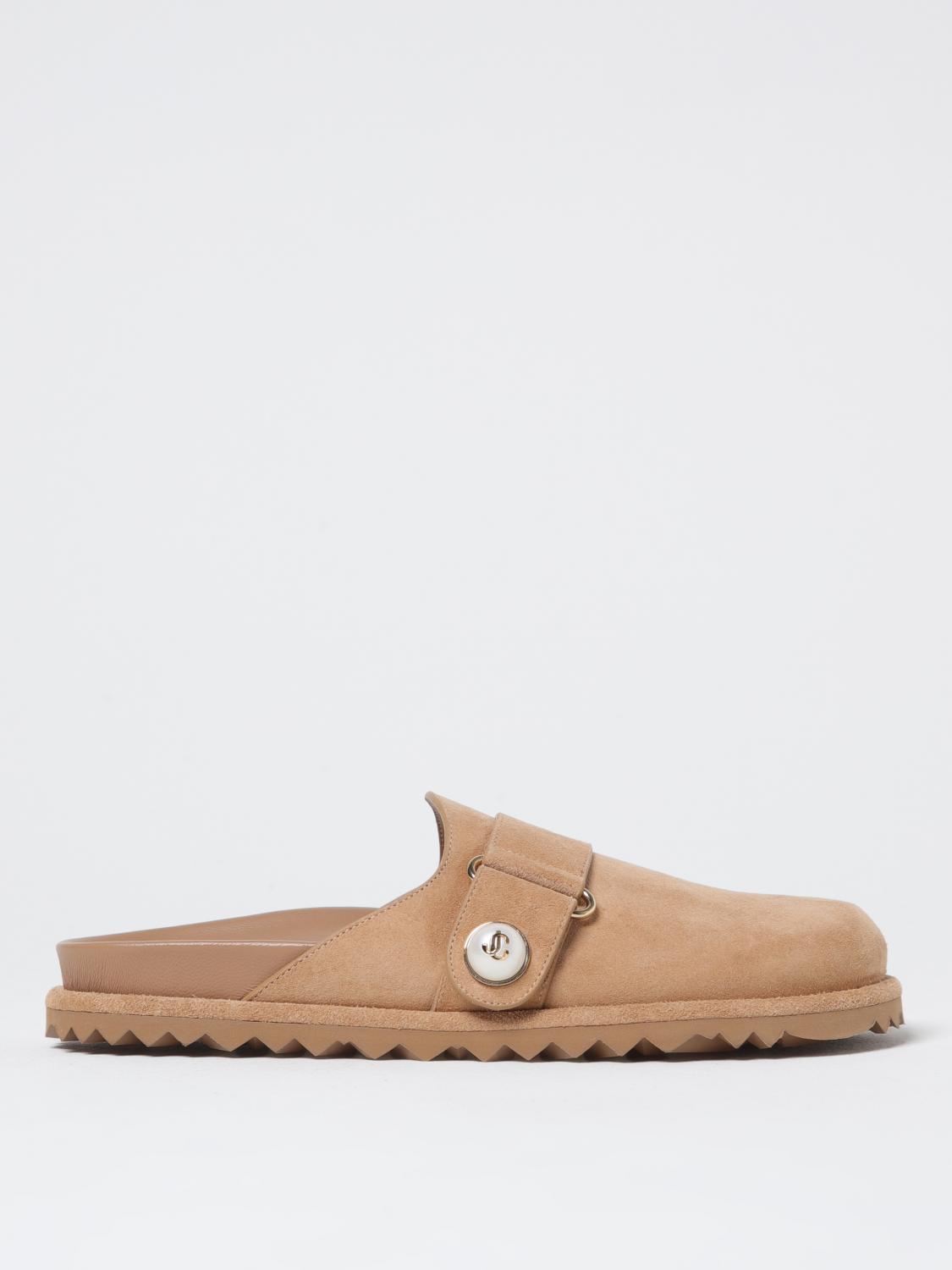 Jimmy Choo Fayence Suede Pearly Buckle Mules In Biscuit