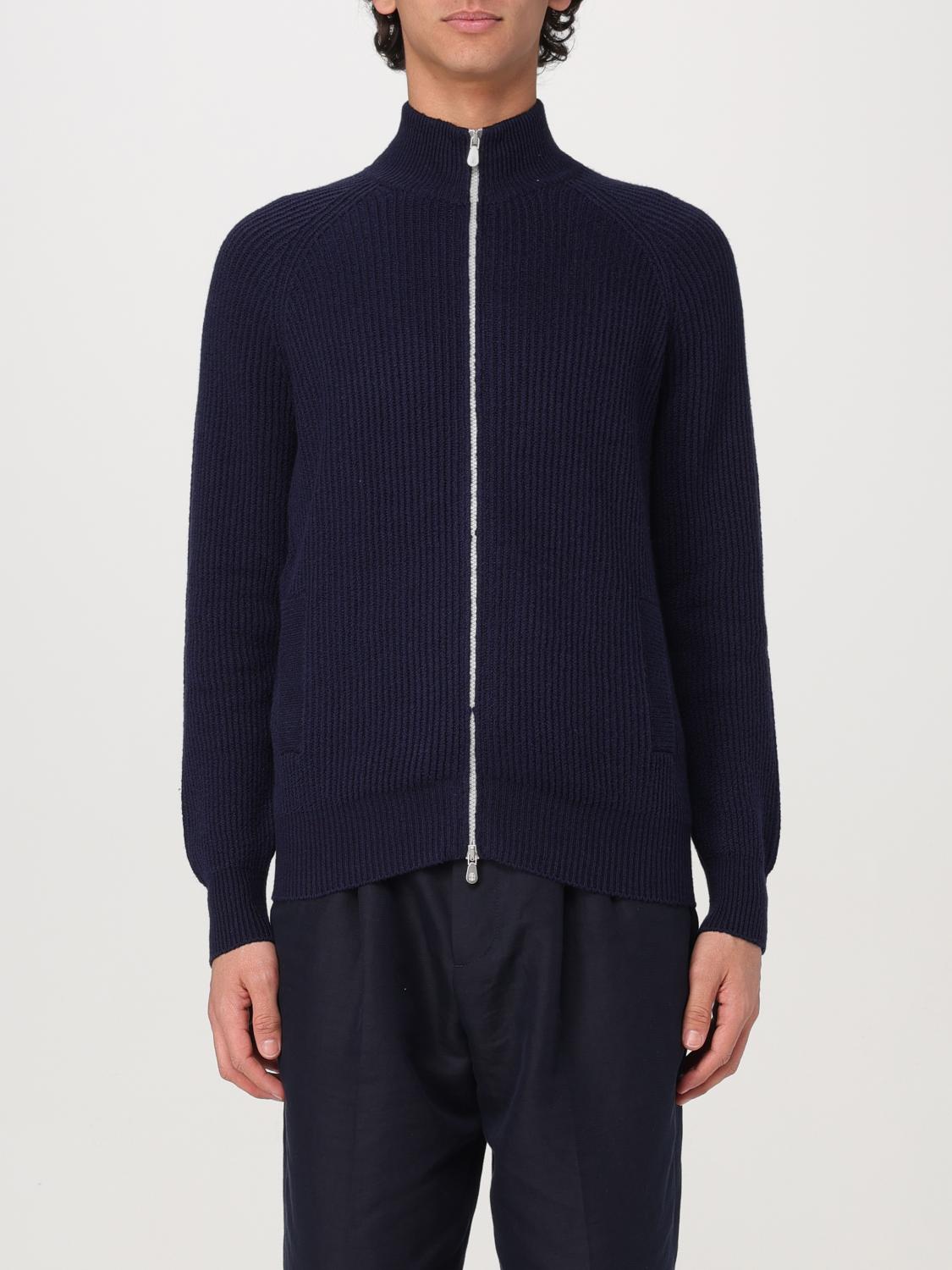 Brunello Cucinelli Cashmere High Neck Zip-up Cardigan In Blue