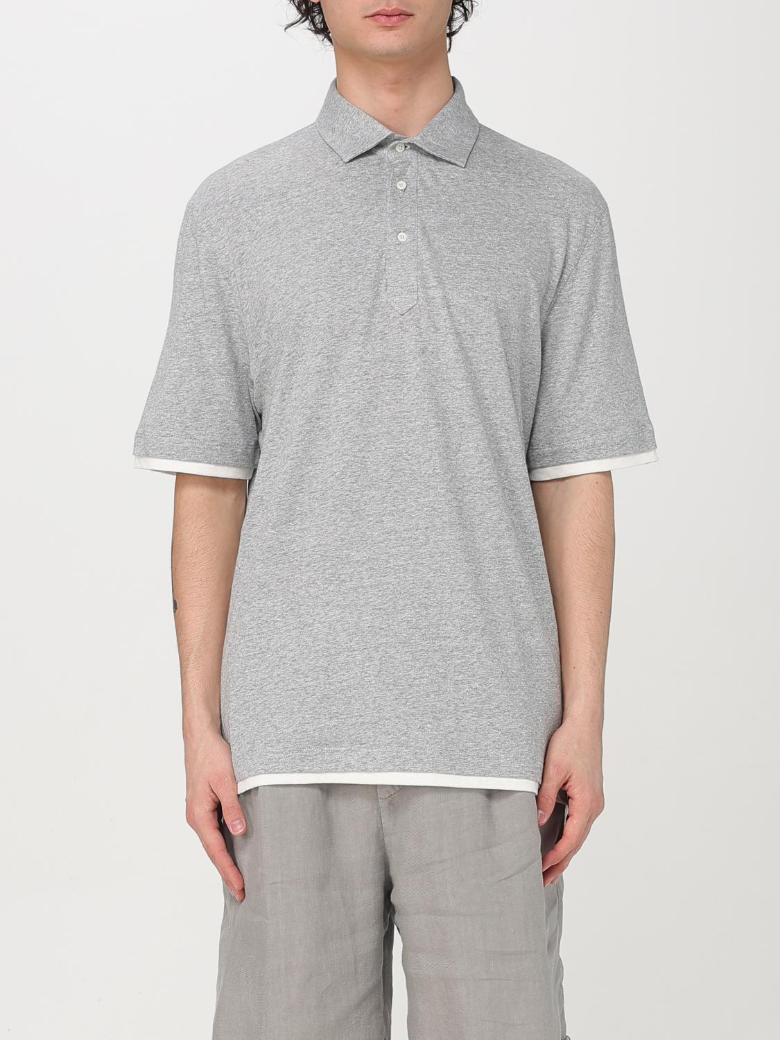 Brunello Cucinelli Short-sleeved Polo Shirt In Grey