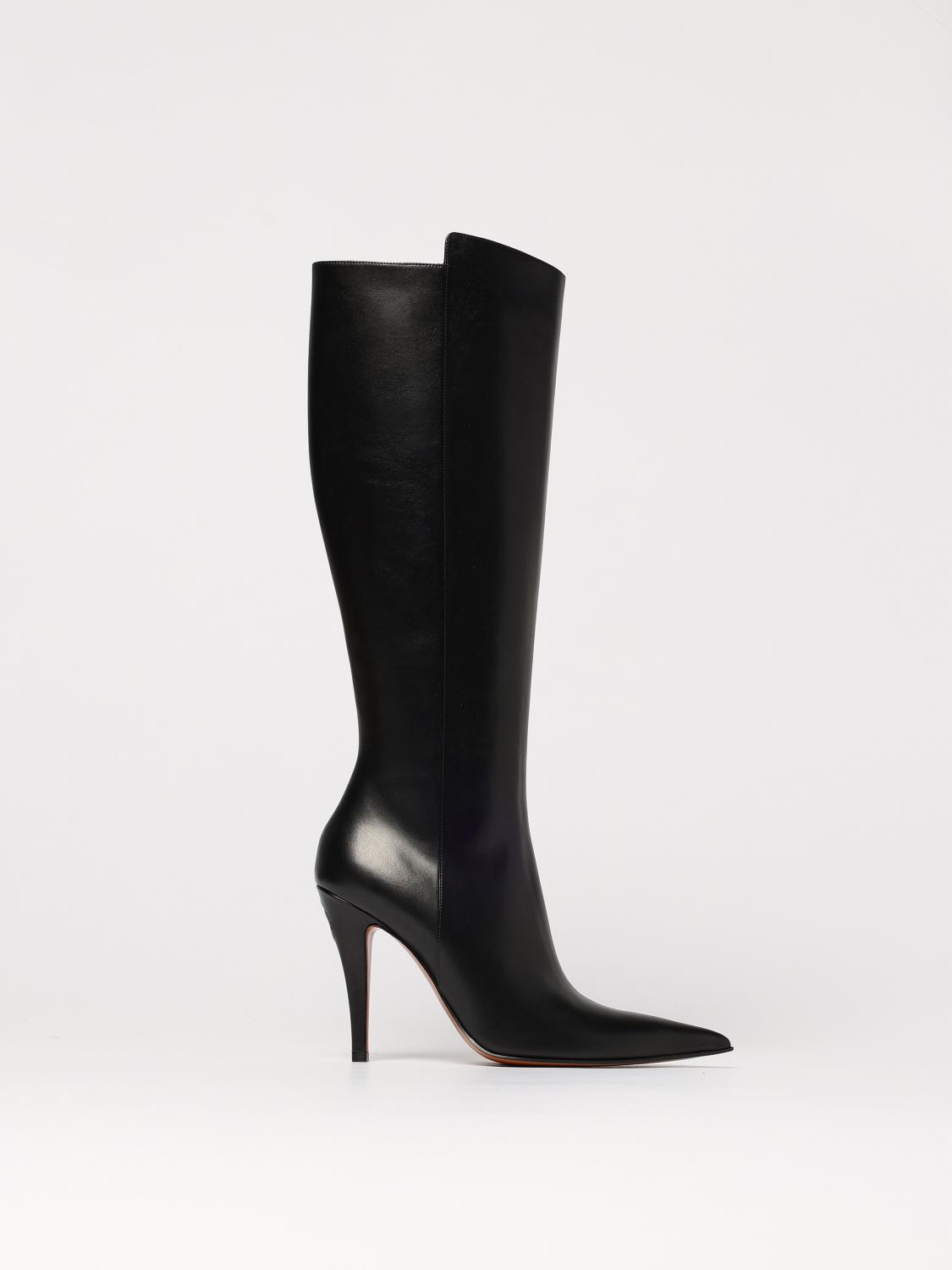 Alexander Mcqueen Faux Leather Birdee Knee-high Boots 105 In Black