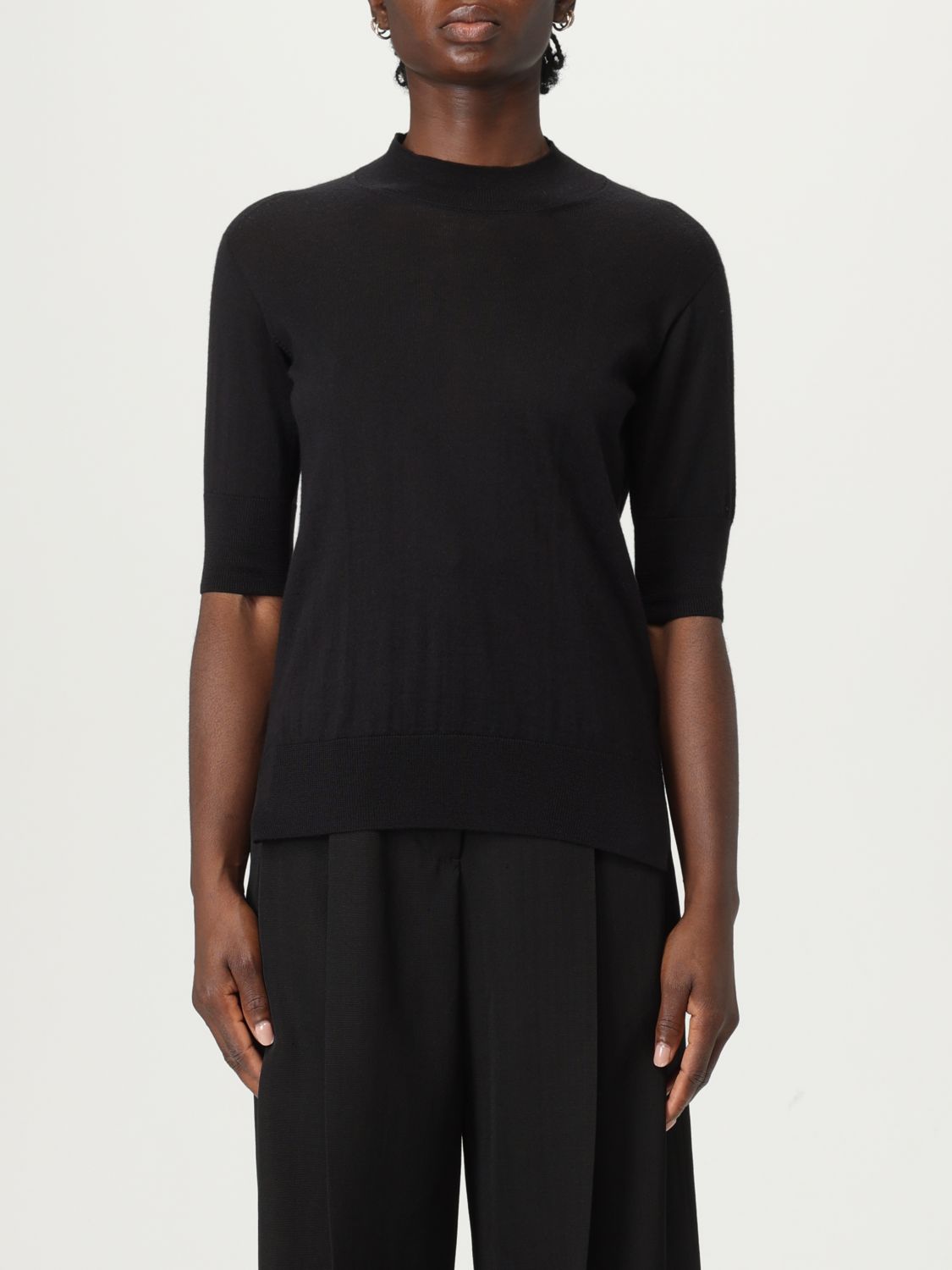 Jil Sander Mock-neck Knitted Top In Black